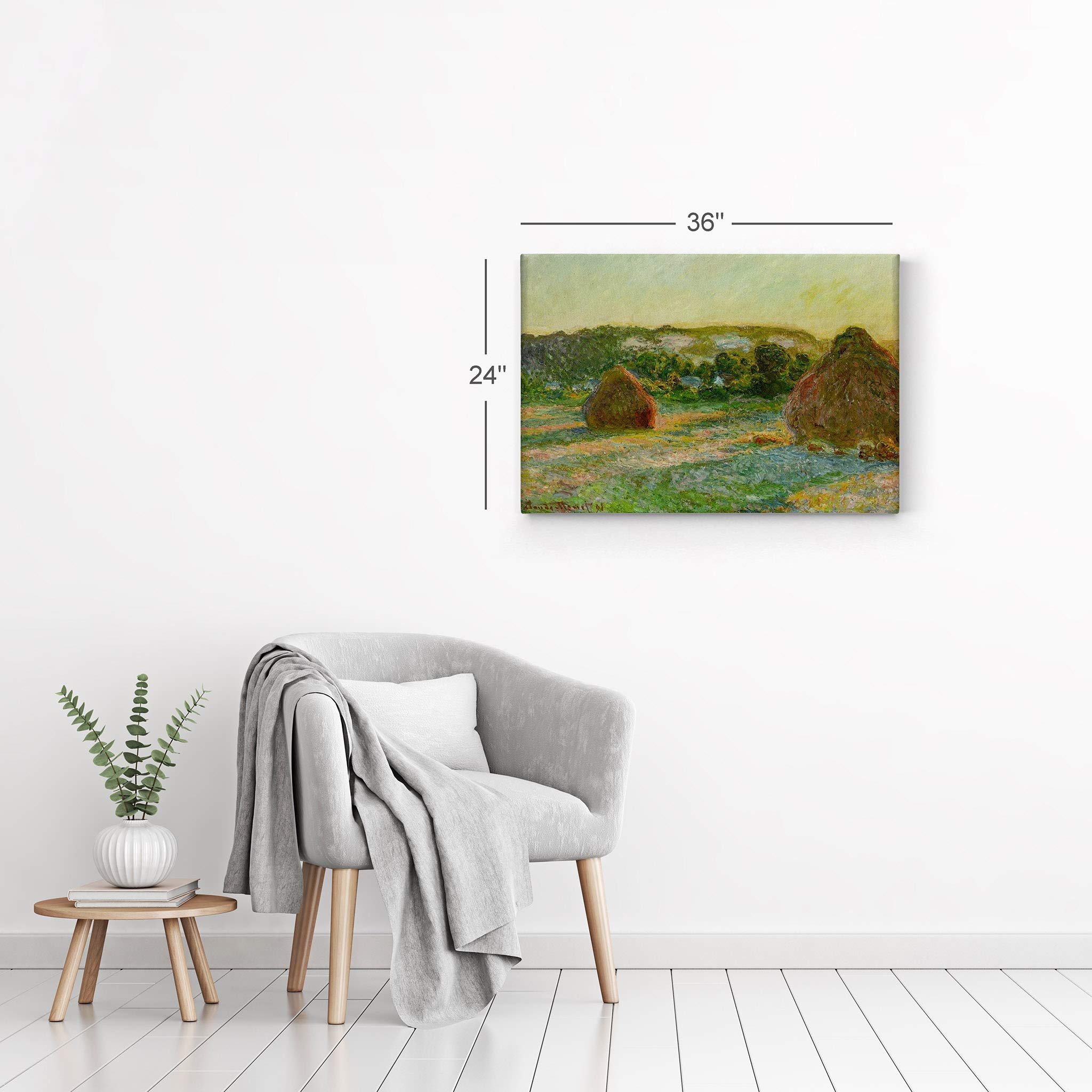 Claude Monet Stacks of Wheat End of Summer Canvas Wall Art Print - Famous Oil Painting Reproduction, Modern Home Decor (30x40 Inches, Ready to Hang) - Perfect for Living Room, Bedroom & Office Decor | Made in USA