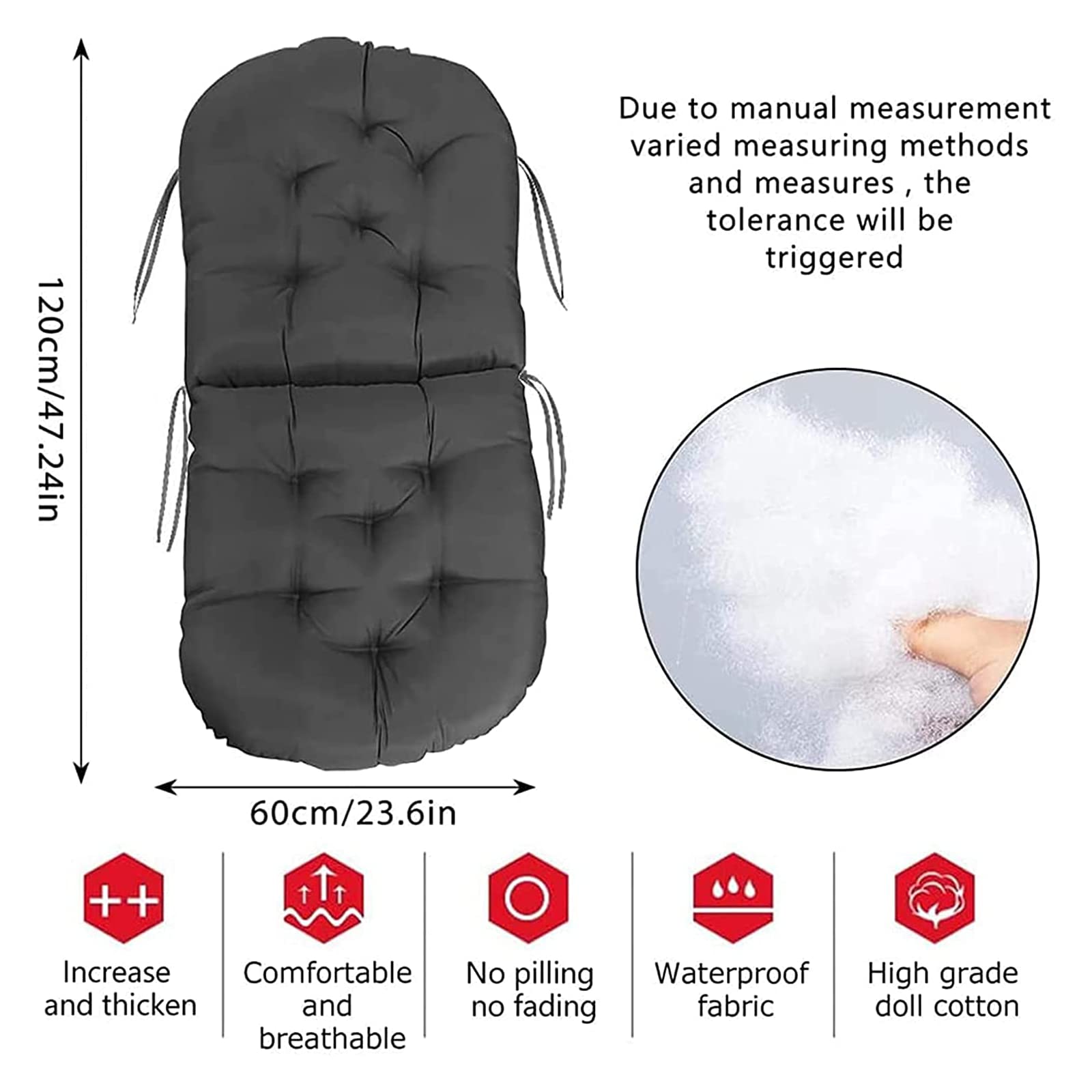 Premium Rocker Chair Cushion - Thick Soft Twill Fabric for Indoor/Outdoor Swivel Rocking Chairs - Lumbar Support & Washable Seat Pad (Dark Green, 47.24x23.6x5 inches) - Perfect for Patio, Living Room, Nursery & Relaxation