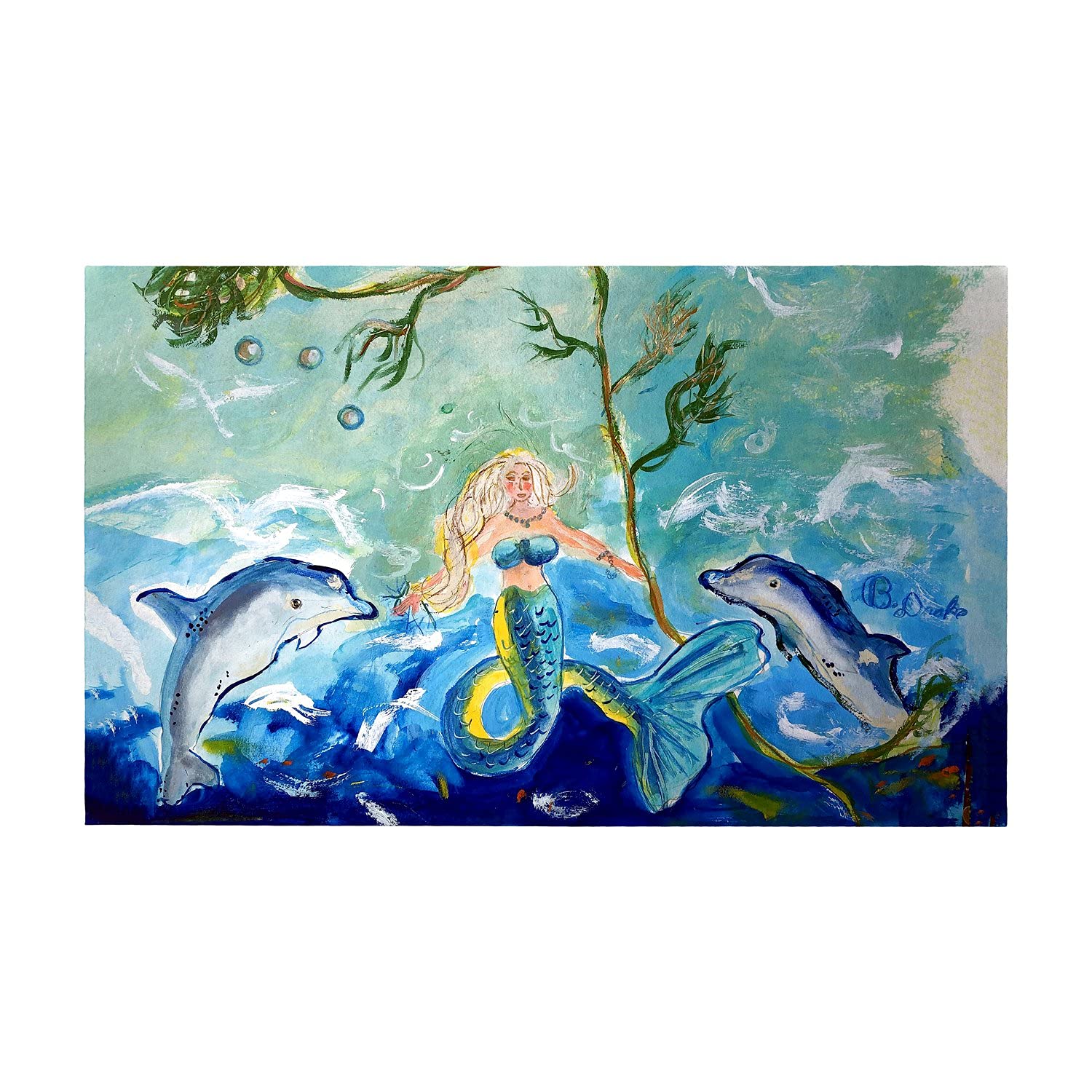 Betsy Drake Queen of The Sea Large Non-Slip Doormat - Waterproof & Durable Entryway Rug for Home, Porch, or Patio Decor
