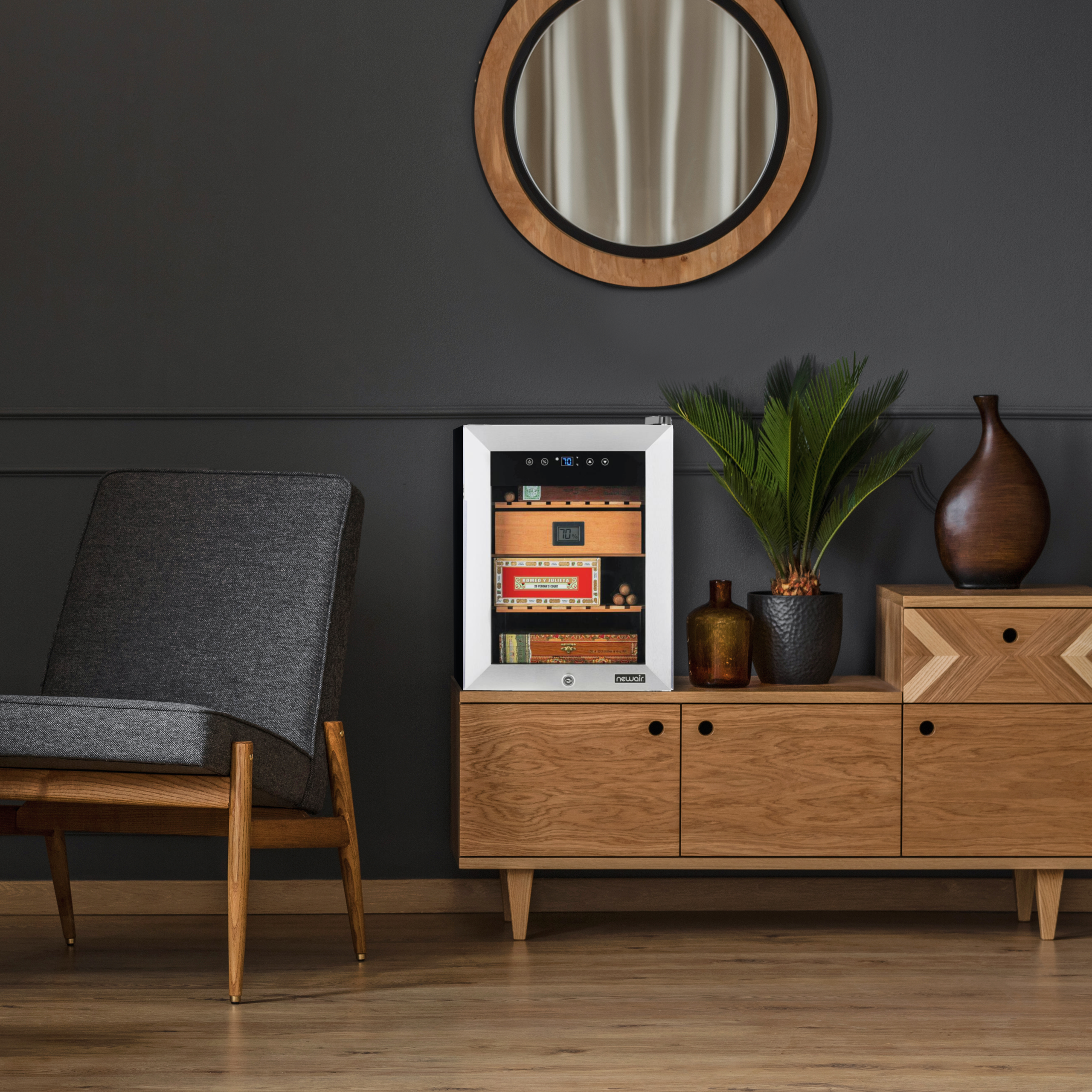 Newair® Electric Cigar Humidor with Opti Temp™ Technology - 250 Cigar Capacity | Perfect for Home, Office & Cigar Lounge Storage