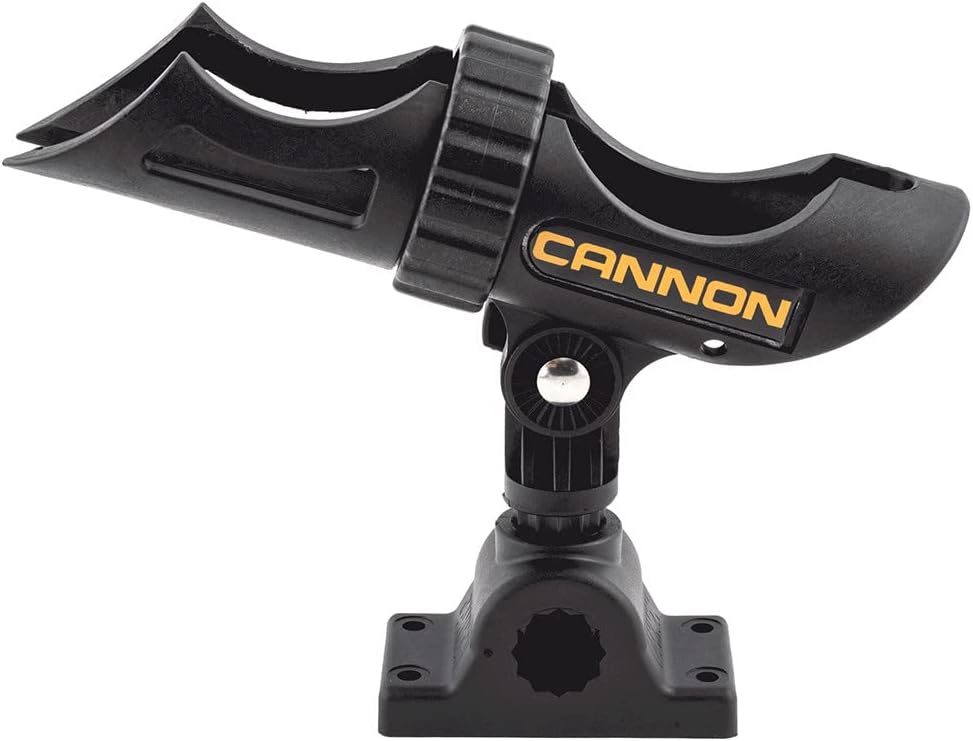 Cannon 2450169 1 Deck Mount Rod Holder - 3 Position Adjustable Fishing Rod Holder for Boats (Black) - Perfect for Saltwater & Freshwater Fishing