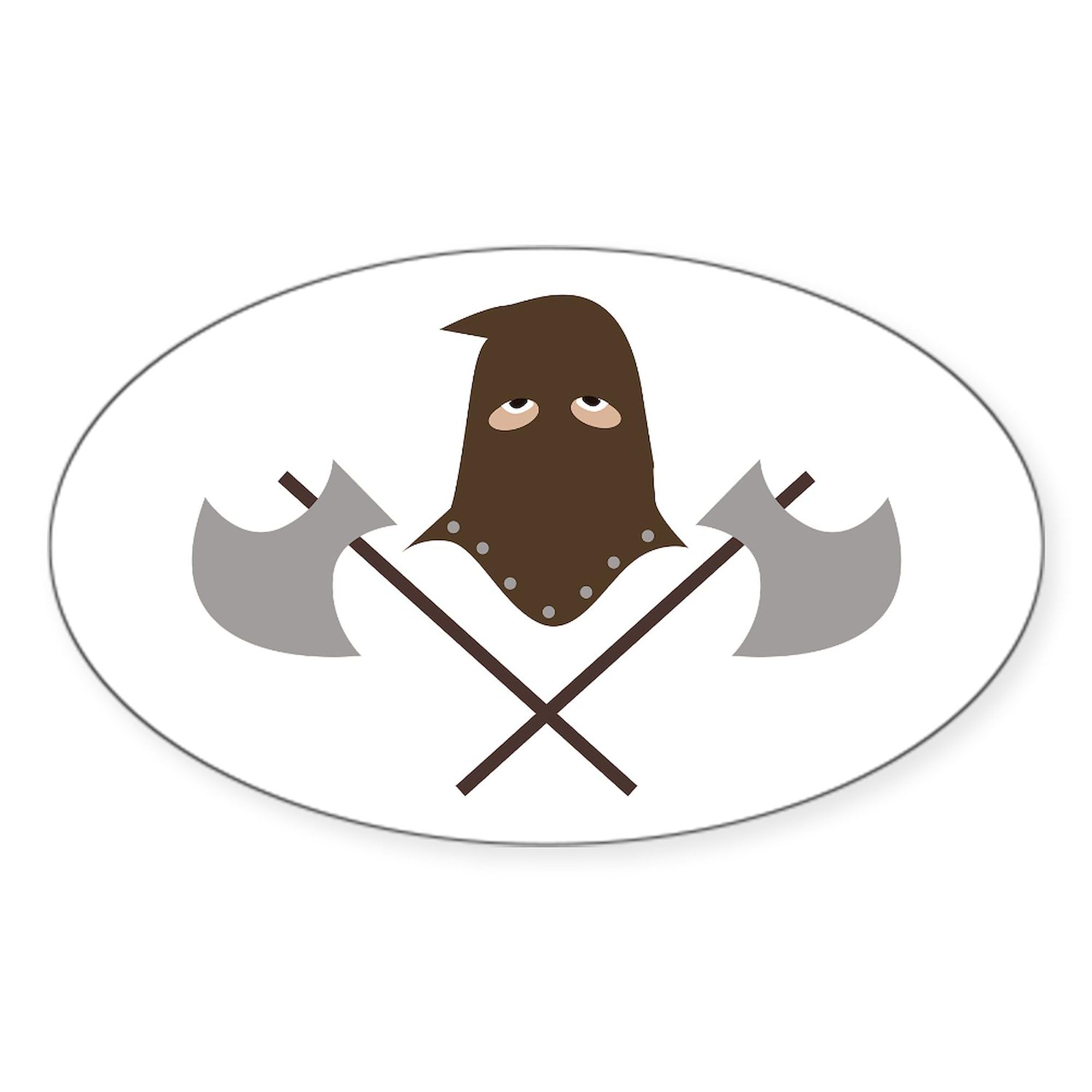 Executioner & Axes Car Bumper Sticker - Oval Decal for Vehicles