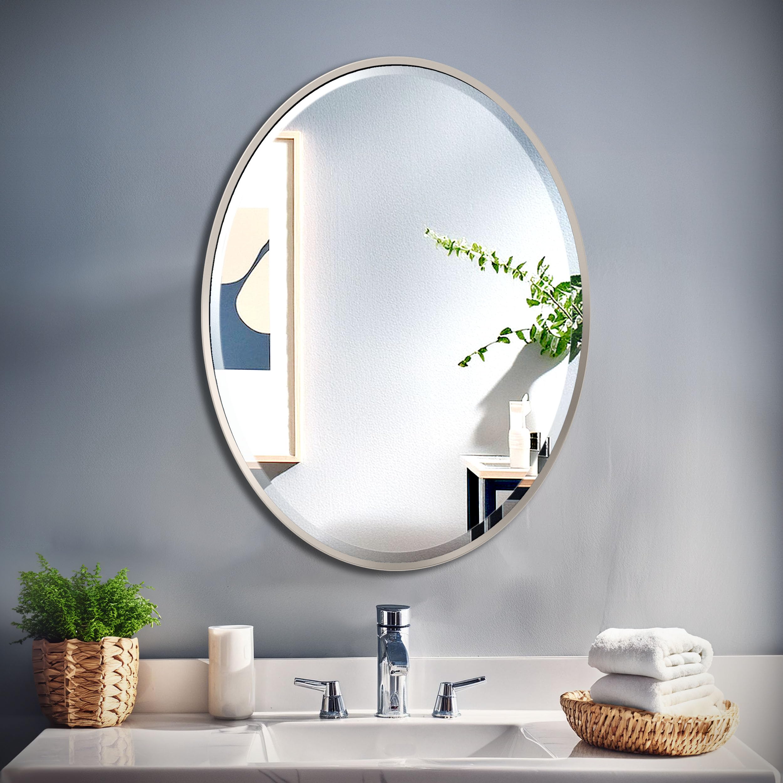 Gatco 1831 Modern Oval Bathroom Wall Mirror - 33