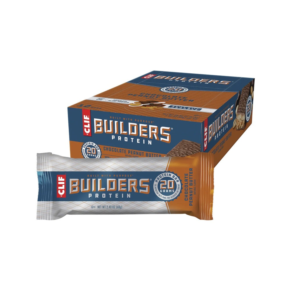 CLIF Builders Protein Bar - Chocolate Peanut Butter Flavor, 12 Pack (68g Each) | High Protein Snack for Hiking, Gym & Post-Workout Recovery