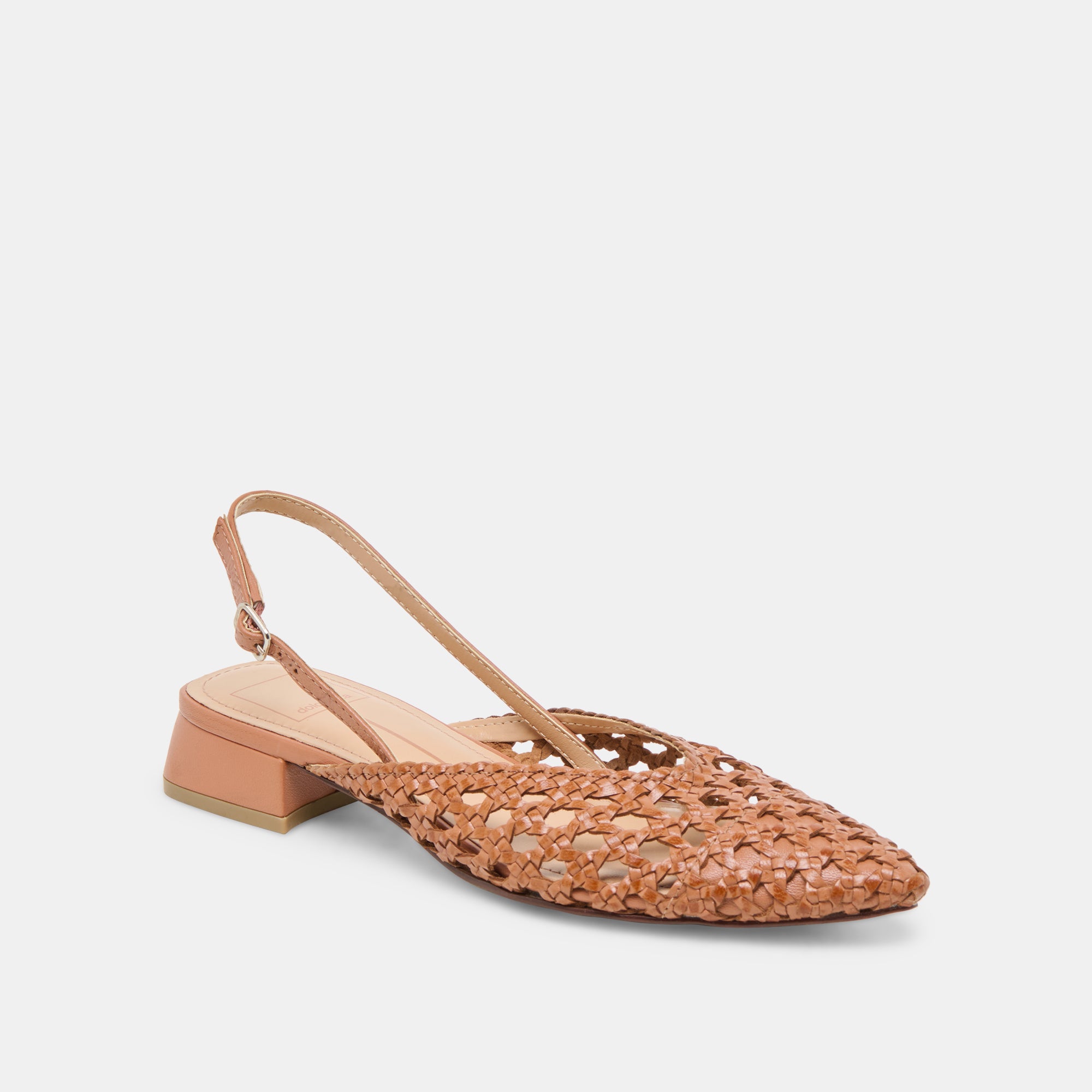 Birdie Flats Tan Woven Leather Women's Comfortable Slip-On Shoes for Casual Wear & Office
