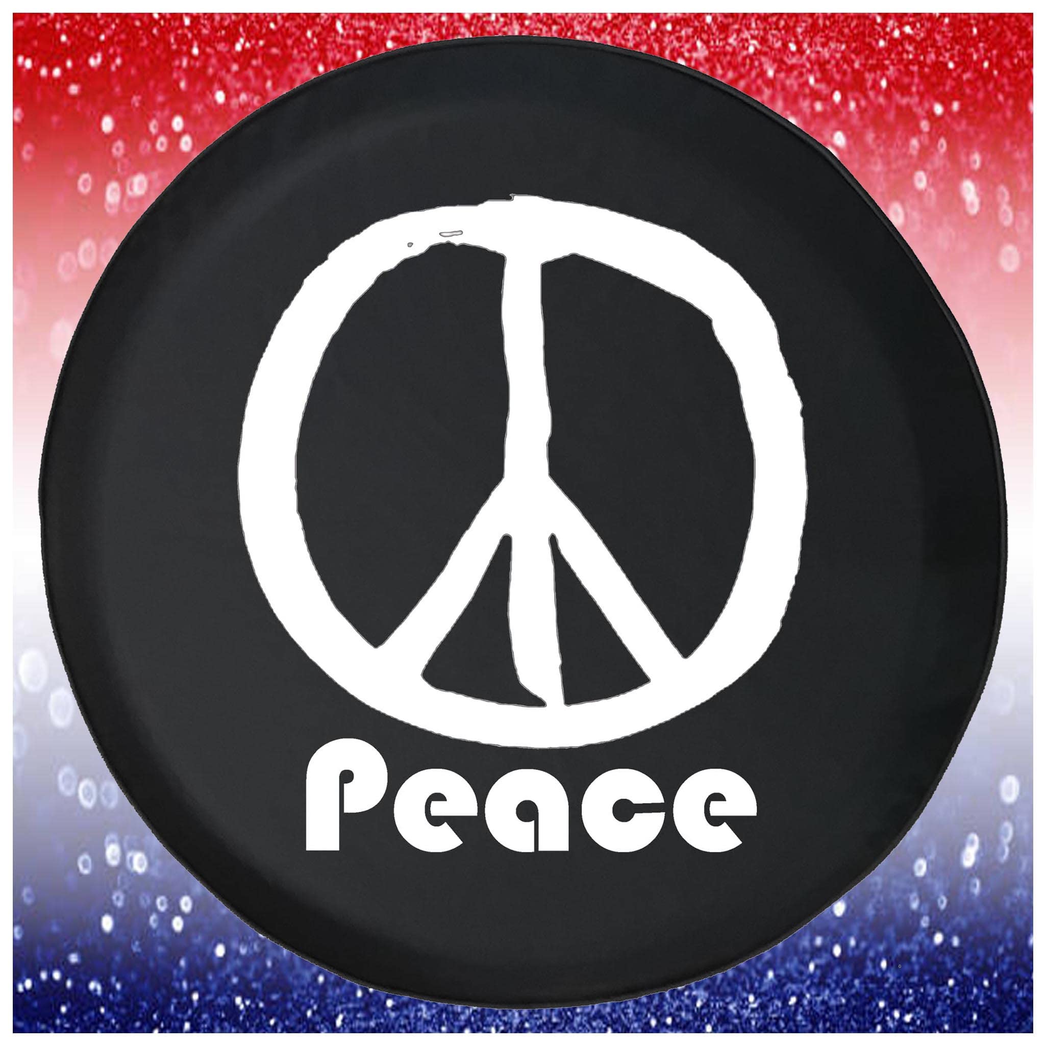 Vintage Peace Sign Black Spare Tire Cover for Trailers, Trucks, SUVs & RVs - 31 Inch Waterproof Spare Wheel Protector - Perfect for Camping, Road Trips & Outdoor Adventures