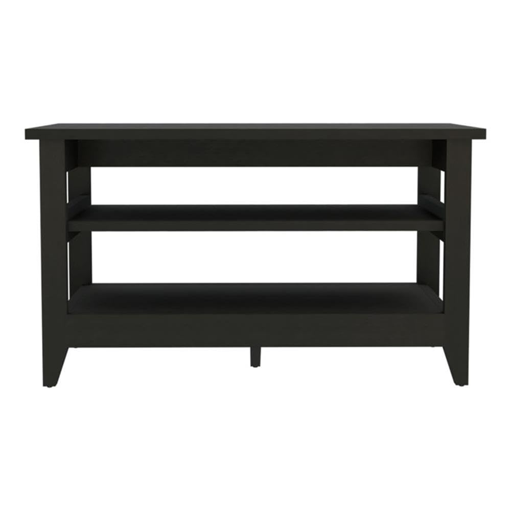 TUHOME Misuri Storage Bench - Black Engineered Wood Entryway Bench with Seat & Storage for Living Room, Bedroom, or Hallway