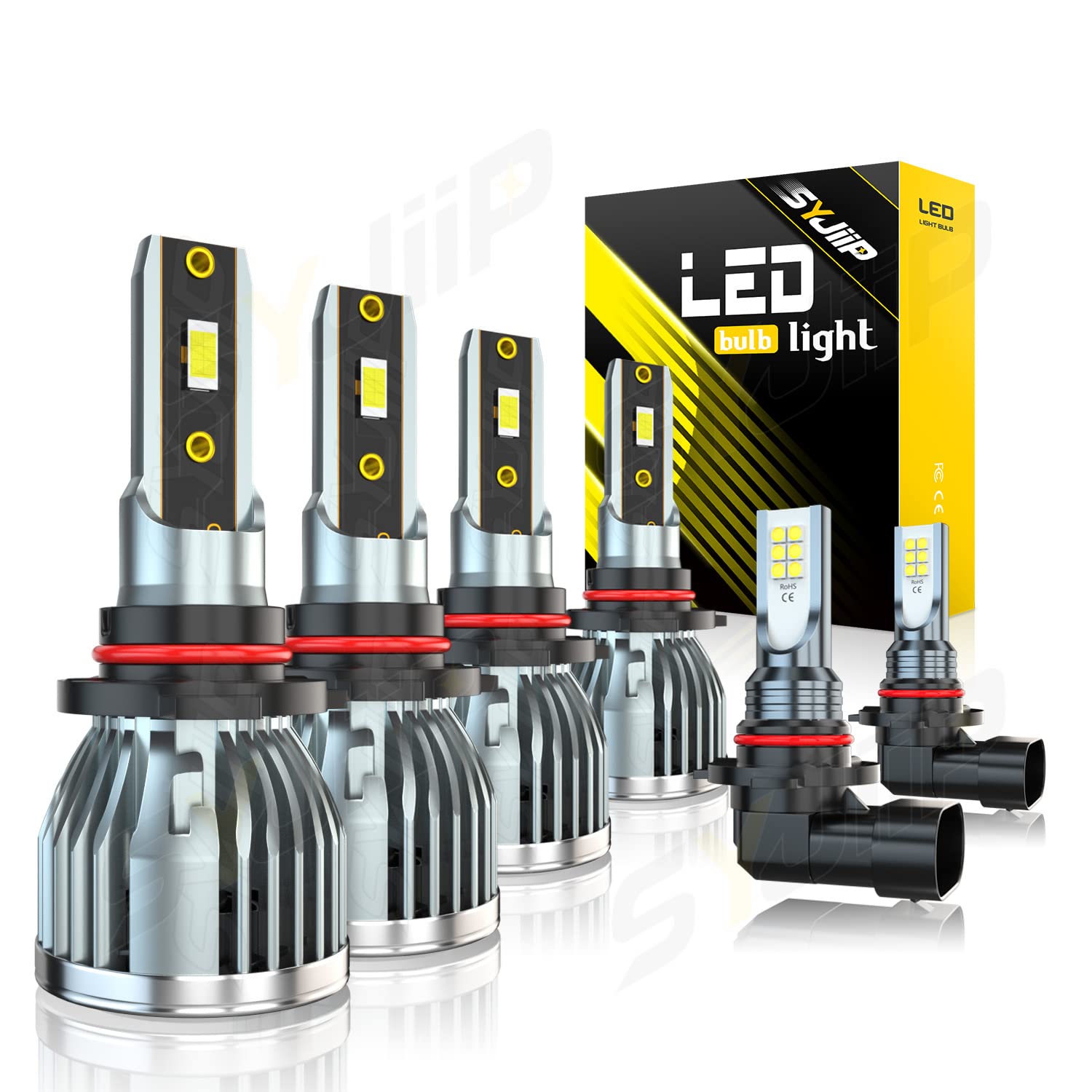 SYJIIP 9005/HB3 9006/HB4 LED Headlight Bulbs for Toyota Solara 2002-2003 - 12000LM 60W 6000K Xenon White High/Low Beam & Fog Lights - Halogen Replacement Plug and Play 6-Pack - Perfect for Night Driving & Off-Road Adventures