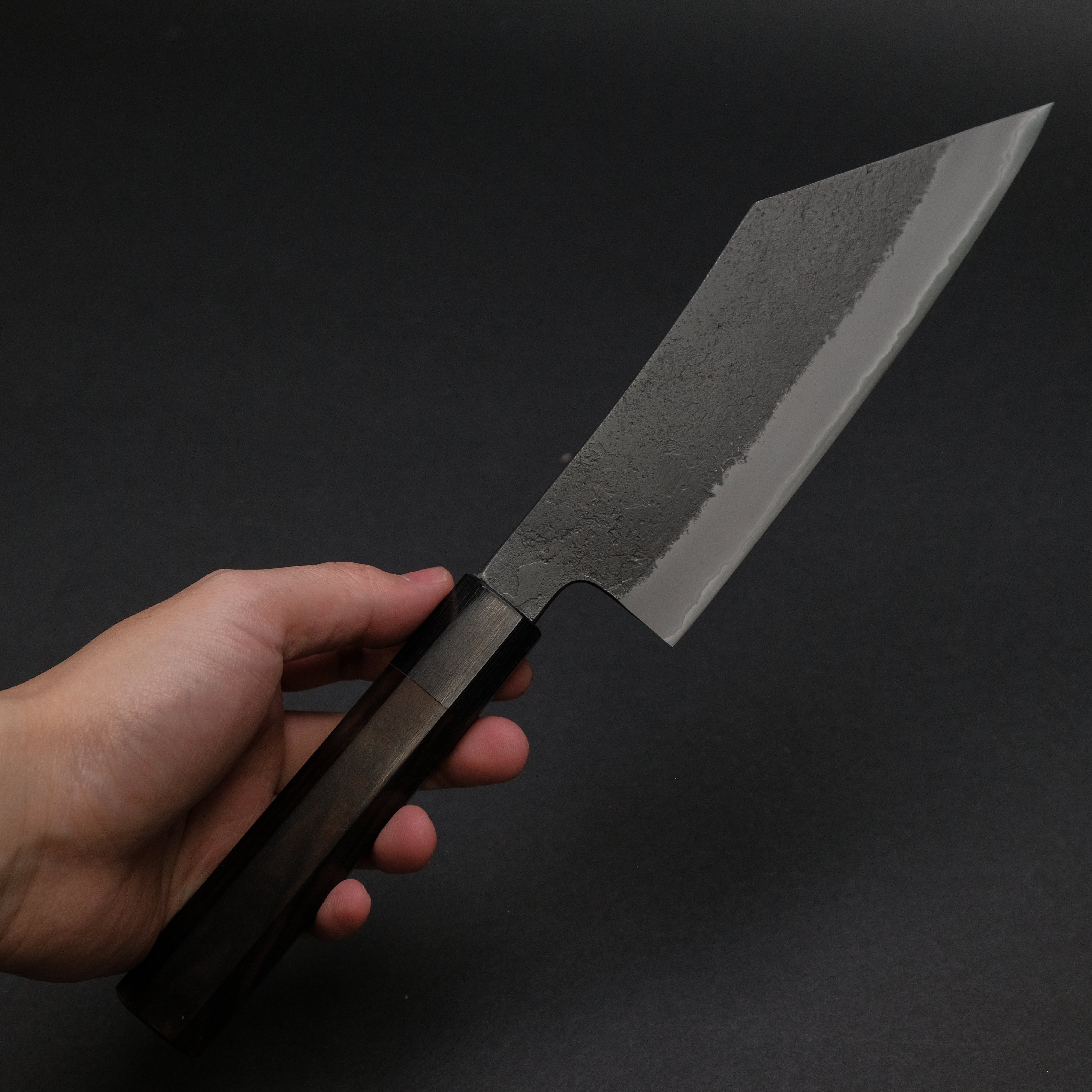 Premium Mutsumi Blue Super Kurouchi Nashiji Hakata 165mm Ebony Handle Japanese Chef Knife - Perfect for Sushi, Sashimi & Precision Vegetable Cutting