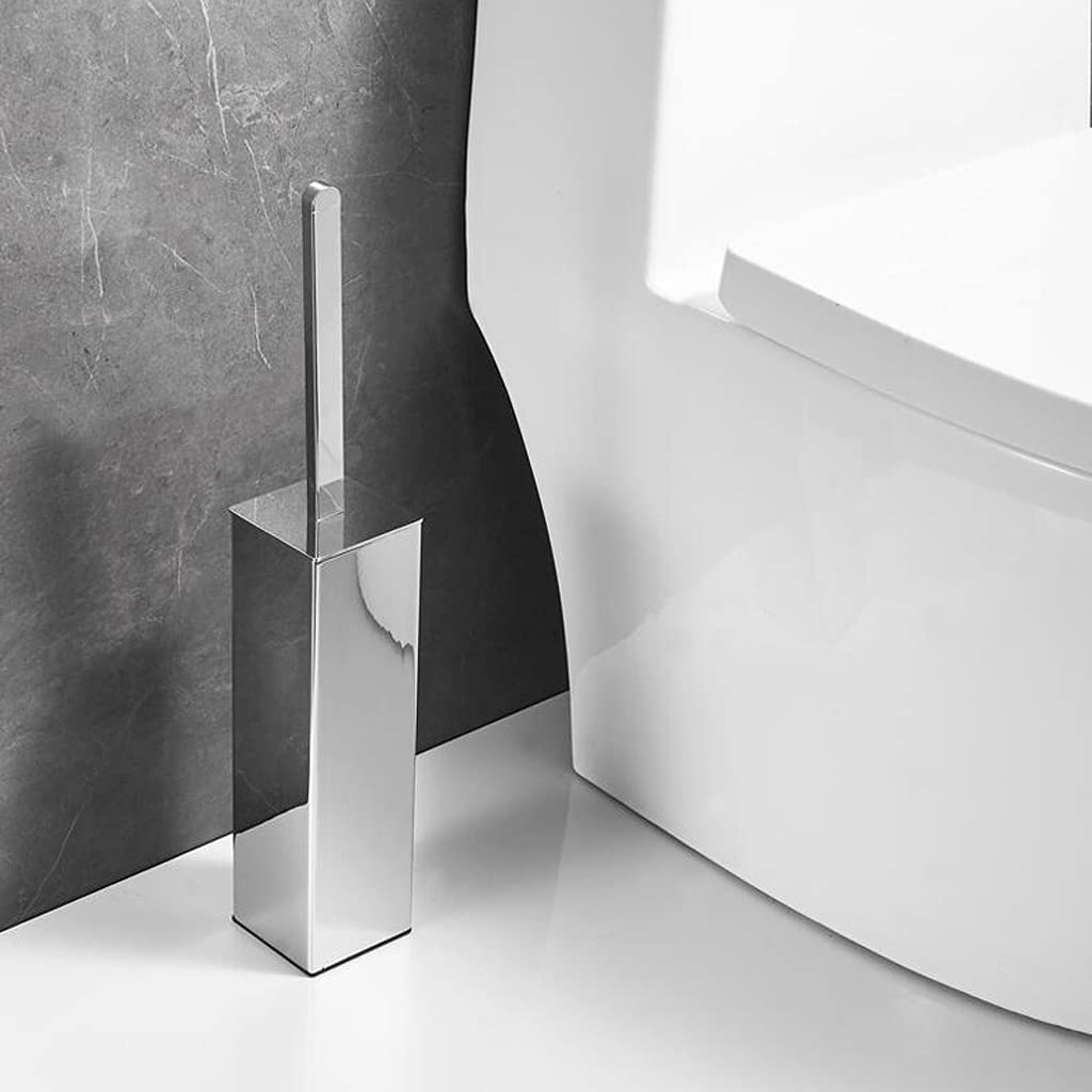 Modern Chrome Toilet Brush & Holder Set - Bathroom Cleaning Essentials