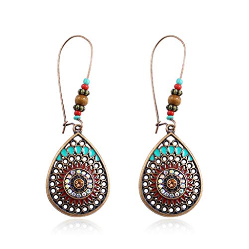 Vintage Bohemian Geometric Drop Earrings for Women - Water-Inspired Pendant Hoop Jewelry | Perfect for Boho Chic, Casual Wear & Special Occasions