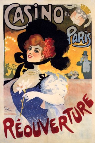 Vintage French Poster Canvas - Casino de Paris Girl Reouverture Art Reproduction | Home Decor, Office Wall Art, Gift for Francophiles