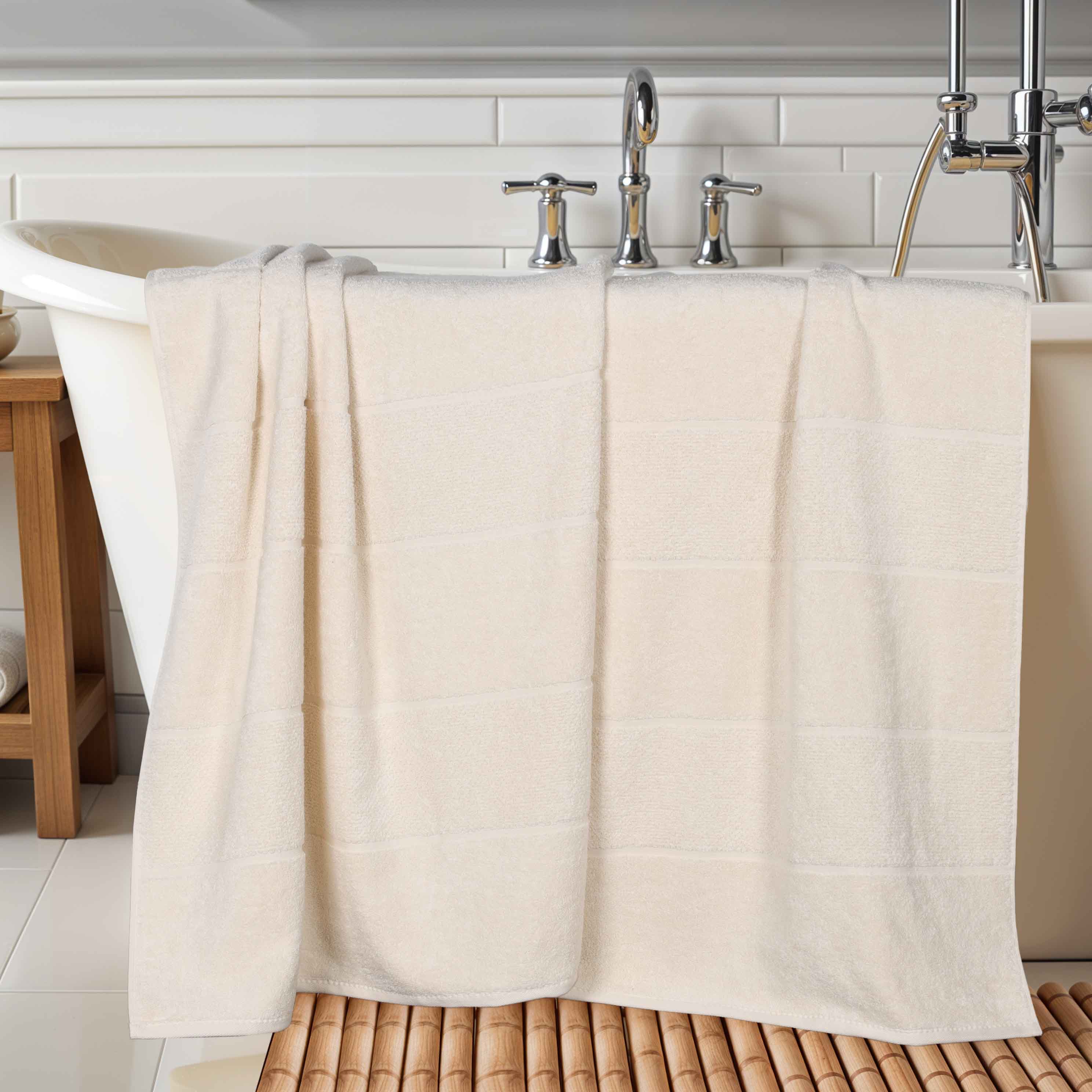 Milo Smart Twist Cotton Solid Ribbed Design Bath Sheets, Set of 2 - Ultra Soft & Absorbent Luxury Towels for Spa, Bathroom & Beach Use