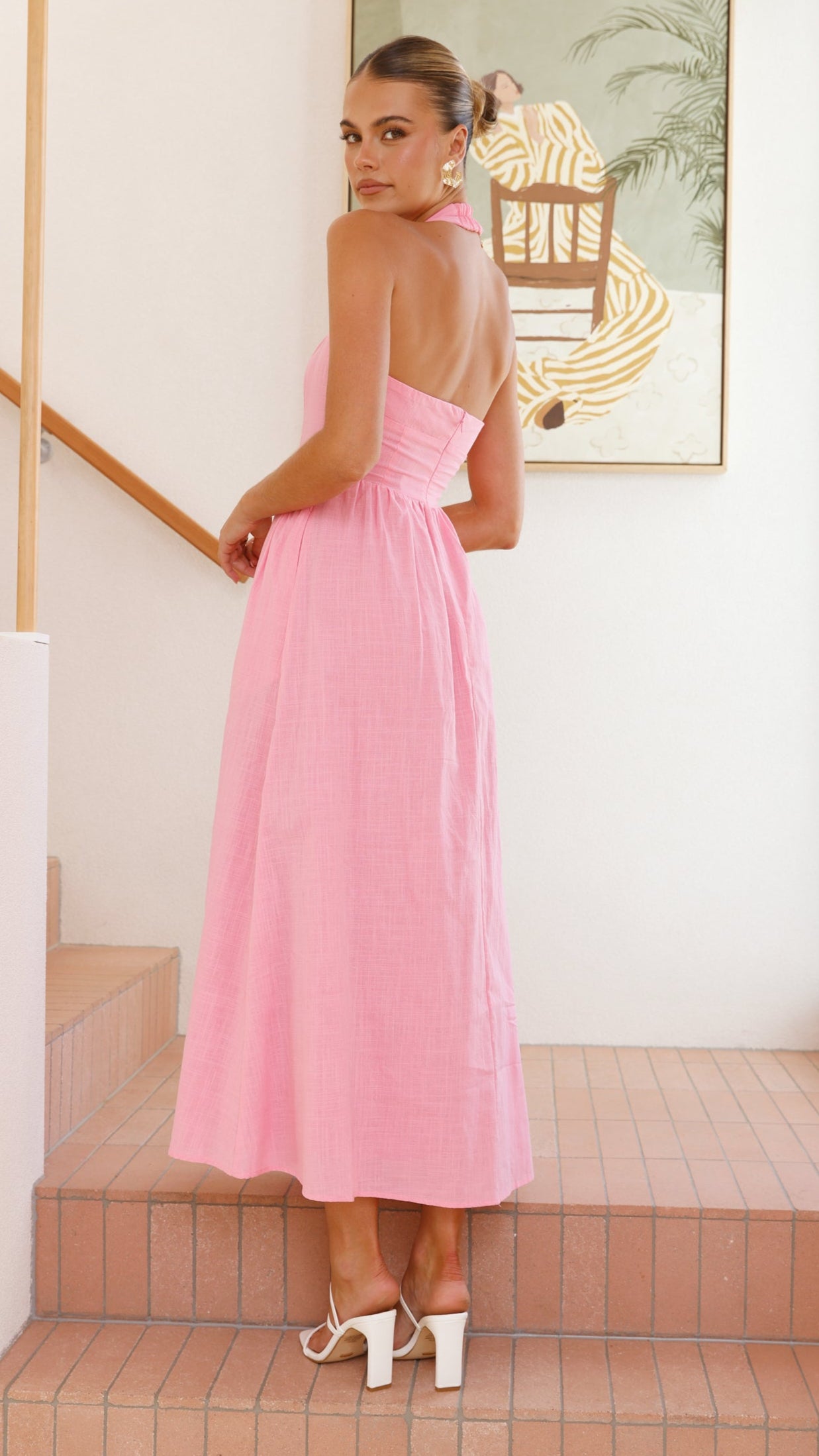 Caden Maxi Dress for Women - Flowy Pink Long Dress with Side Slits, Perfect for Summer, Beach, and Casual Outings