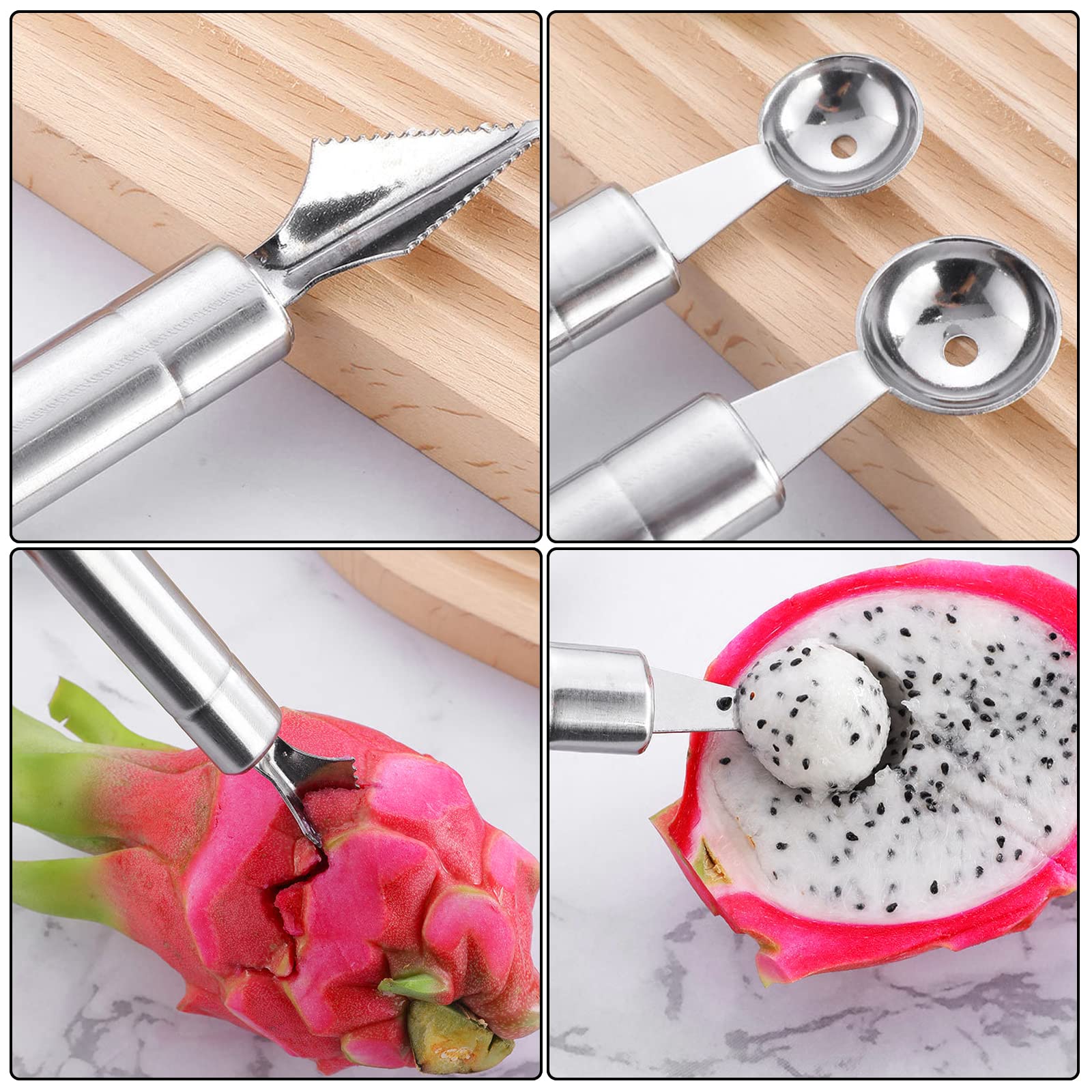 Premium 3-Piece Stainless Steel Fruit & Vegetable Carving Knife Set - Professional Melon Baller & DIY Kitchen Tools for Home Chefs | Perfect for Fruit Sculpting, Garnishing & Culinary Arts