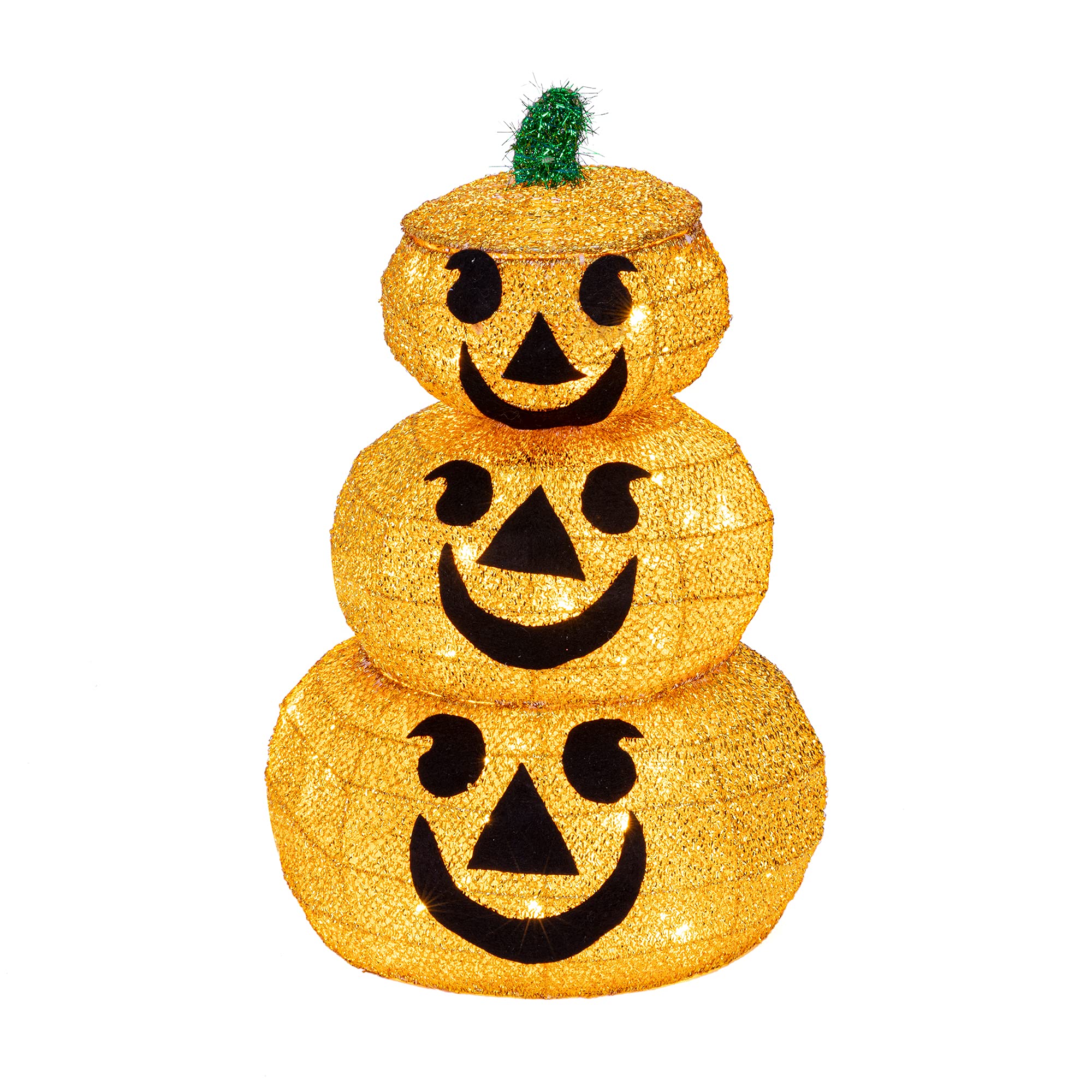 Sunnyglade 15.8 Inch 3-Layer LED Fabric Pumpkin Decor with Plug - 8 Lighting Modes for Halloween, Thanksgiving & Fall - Indoor/Outdoor Party, Yard & Home Decorations - Perfect for Porch, Table Centerpiece & Seasonal Festivities
