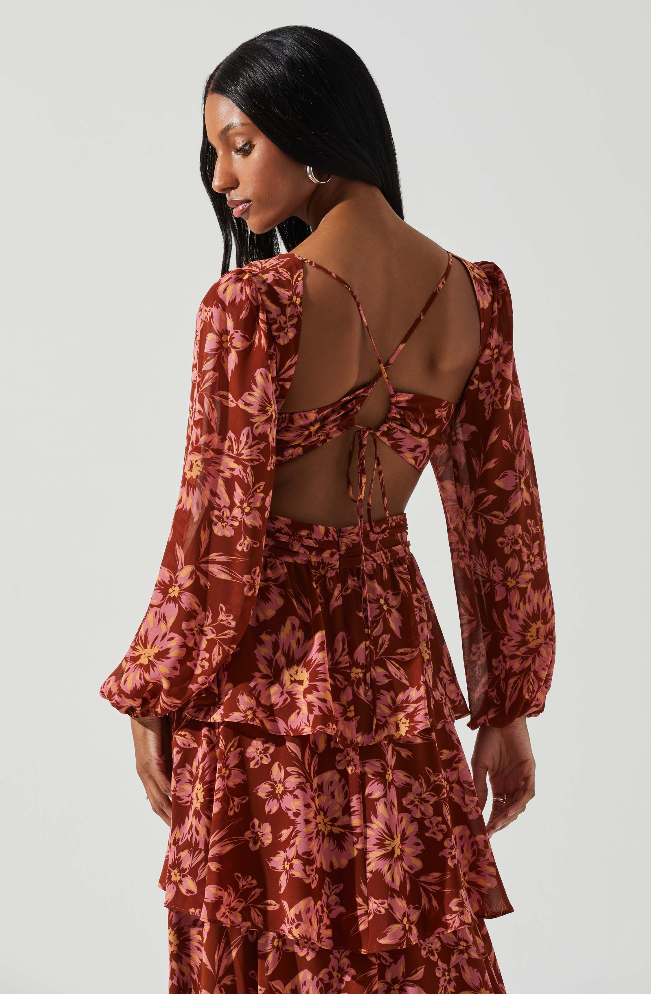 Anora Floral Tiered Maxi Dress for Women - Summer Boho Long Dress with Pockets - Perfect for Beach Vacations, Weddings & Date Nights