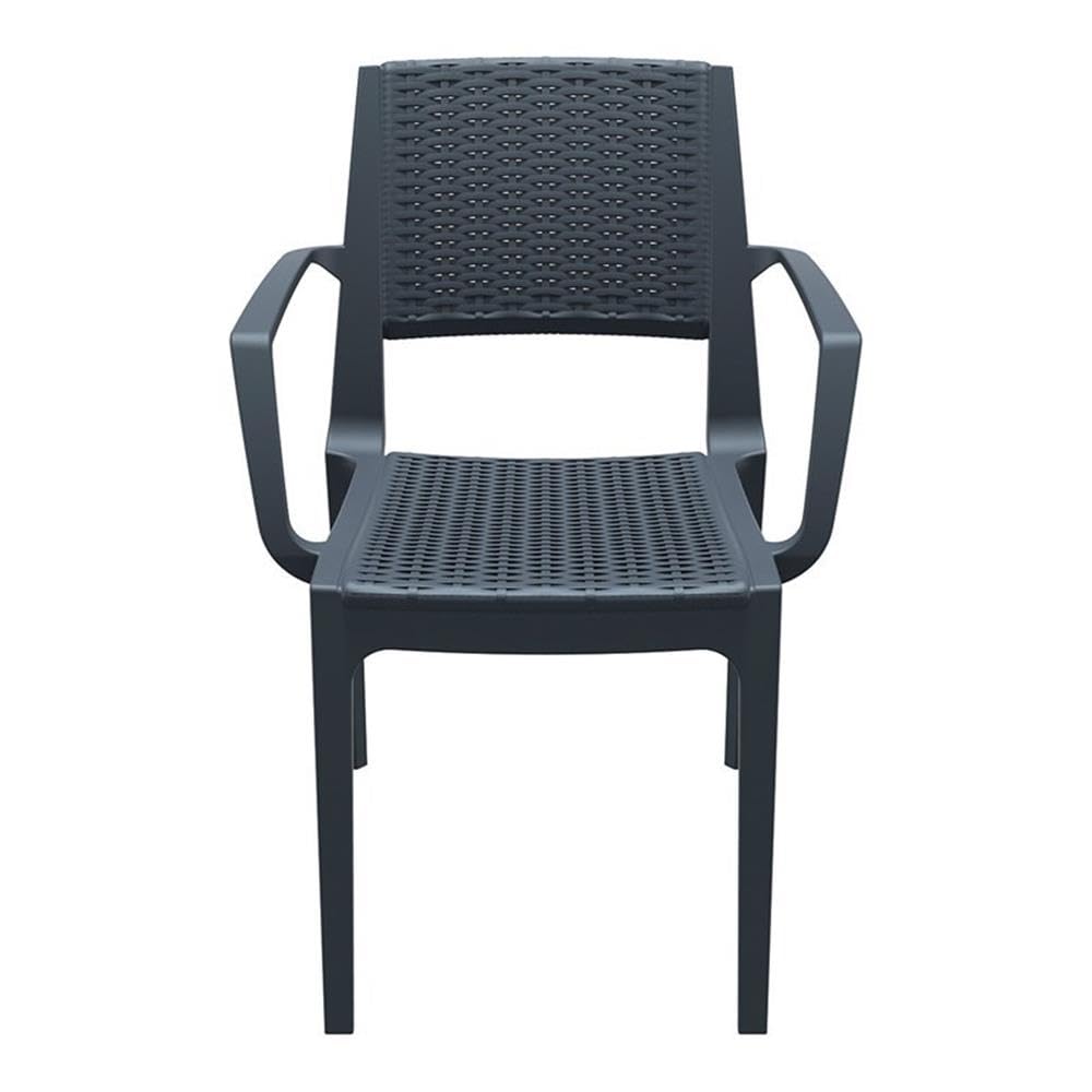 Dark Gray Compamia Capri Patio Dining Arm Chairs (Set of 2) - Weather-Resistant Outdoor Furniture for Garden, Poolside, and Backyard Relaxation