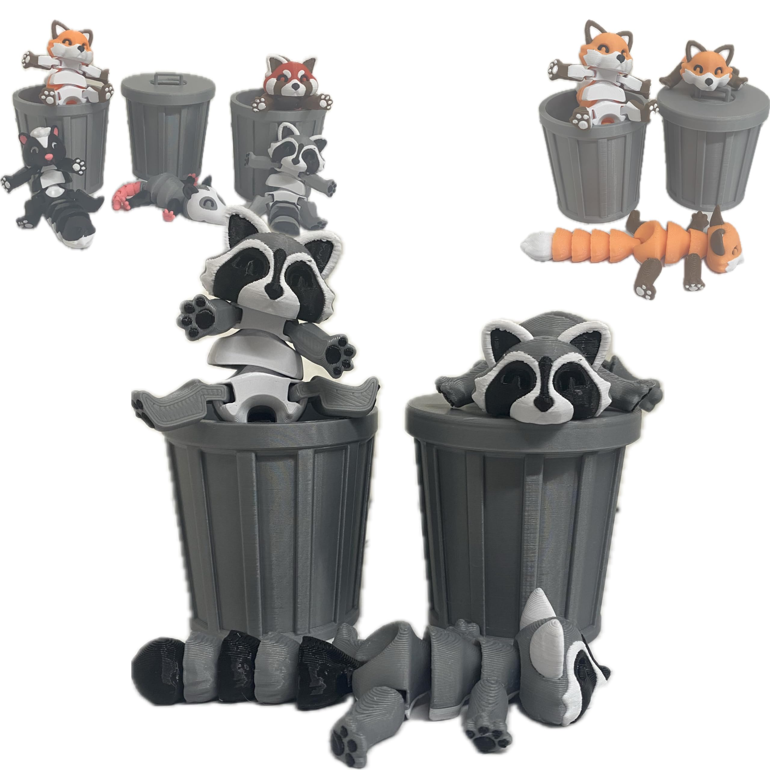 Flexi Trash Pets with Trash Can - Eco-Friendly Raccoon Shaped Pet Waste Disposal - Made in USA - Perfect for Home, Office & Outdoor Use