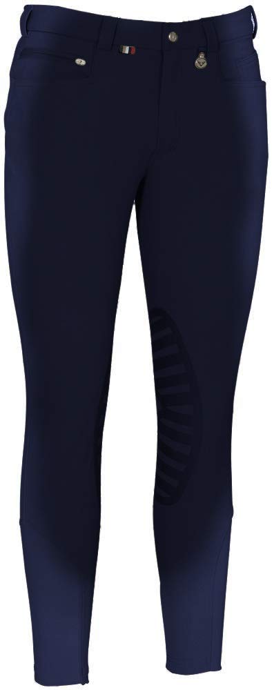 TuffRider Sawyer Knee Patch Men's Breeches - Navy Blue Equestrian Riding Pants for Horseback Riding & Stable Work