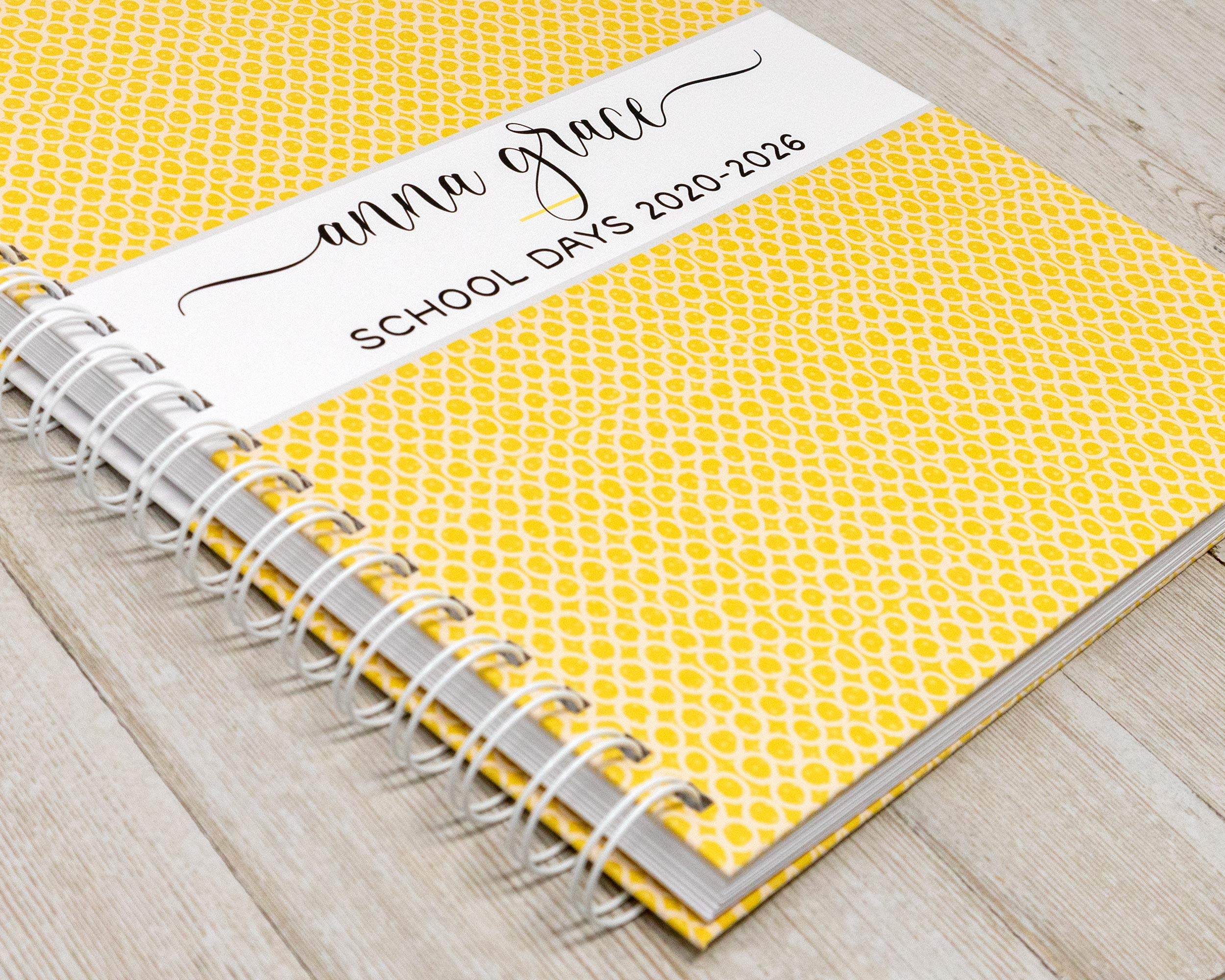 Personalized School Memory Book - Hard Cover Scrapbook with Custom Name - Gold Doodles Design for Kids' School Days Keepsake - Perfect for Preschool, Kindergarten & Elementary Yearbook Gifts