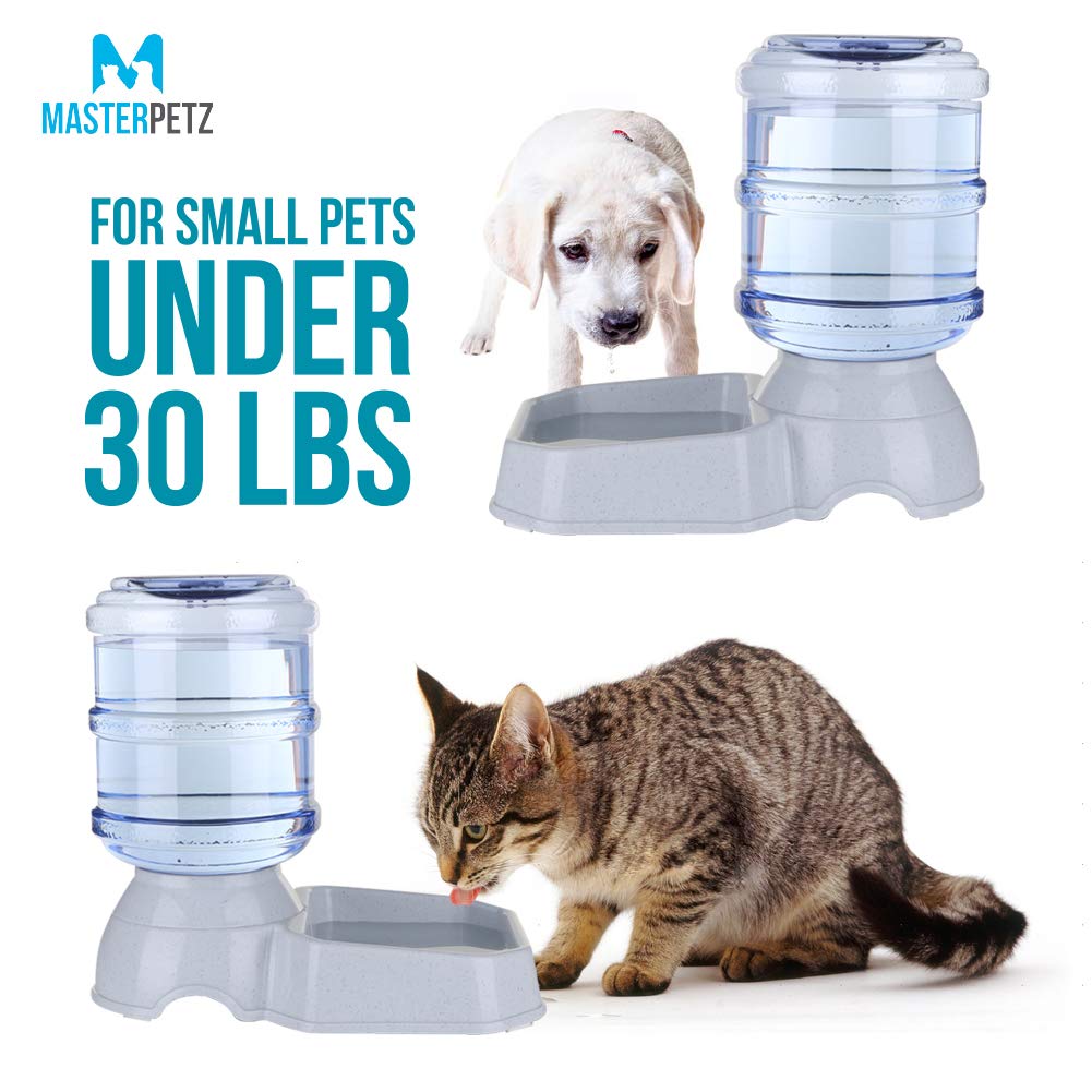 Automatic Pet Water Dispenser - 1 Gallon (3.8L) Gravity Water Bowl for Dogs & Cats Under 30lbs, Wide Stainless Steel Bowl with Safety Lock | Perfect for Home, Office & Travel Use | Includes Free Dog Food Recipe eBook