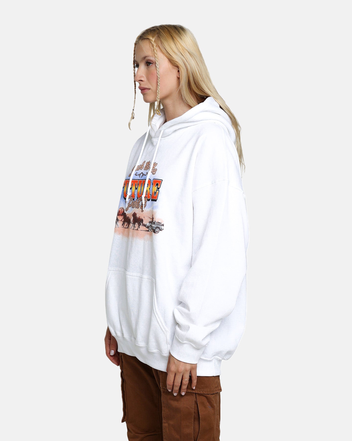Back To The Future 3 Hoodie - Vintage Movie Merchandise - White Cotton Pullover for Men & Women - Perfect for Cosplay, Movie Nights & 80s Retro Fashion