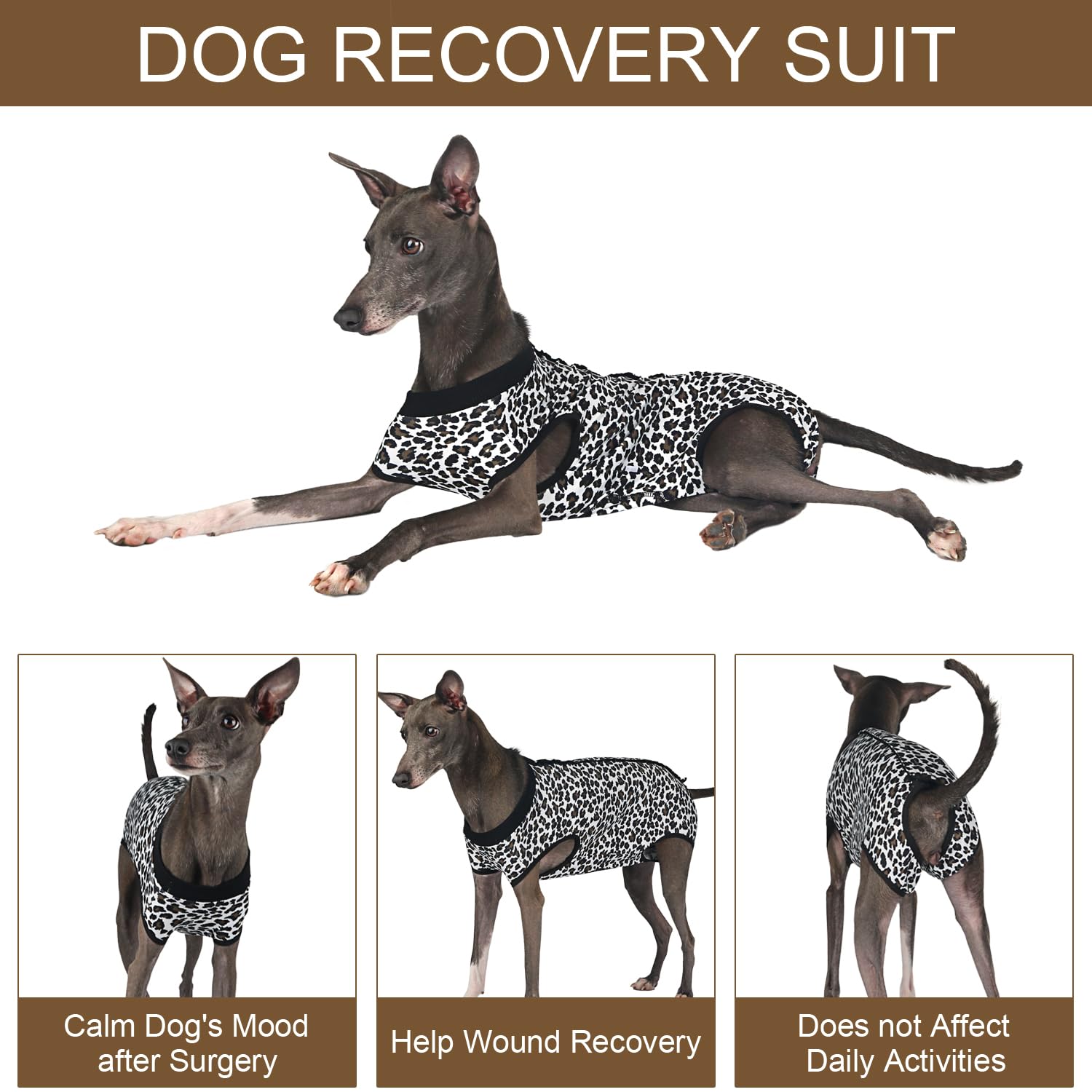 Female Dog Spay Recovery Suit - Post-Surgery Onesie for Small, Medium & X-Large Dogs | Soft Surgical Recovery Suit for Male & Female Pets | Leopard Print Design | Perfect for Post-Neuter Care & Wound Protection