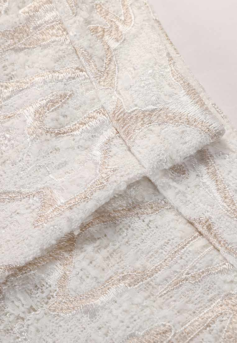 Elegant White Jacquard Tweed High-Waist Shorts for Women | Summer Fashion | Perfect for Beach, Party & Casual Wear