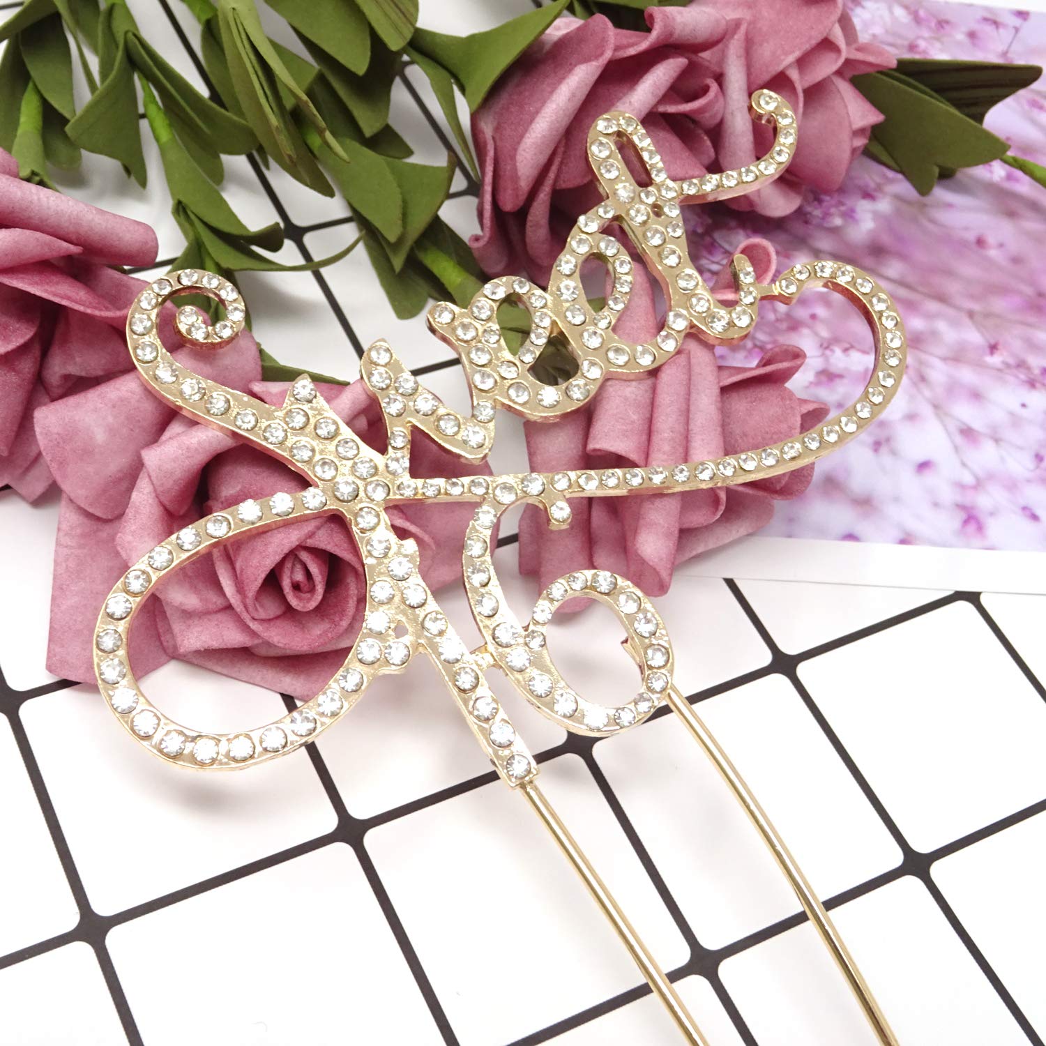 Honbay Sweet 16 Cake Topper - Premium Sparkly Crystal Rhinestone Birthday Cake Decoration for 16th Birthday Party (Gold) | Perfect for Quinceañera, Sweet Sixteen Celebrations & Milestone Birthday Cakes