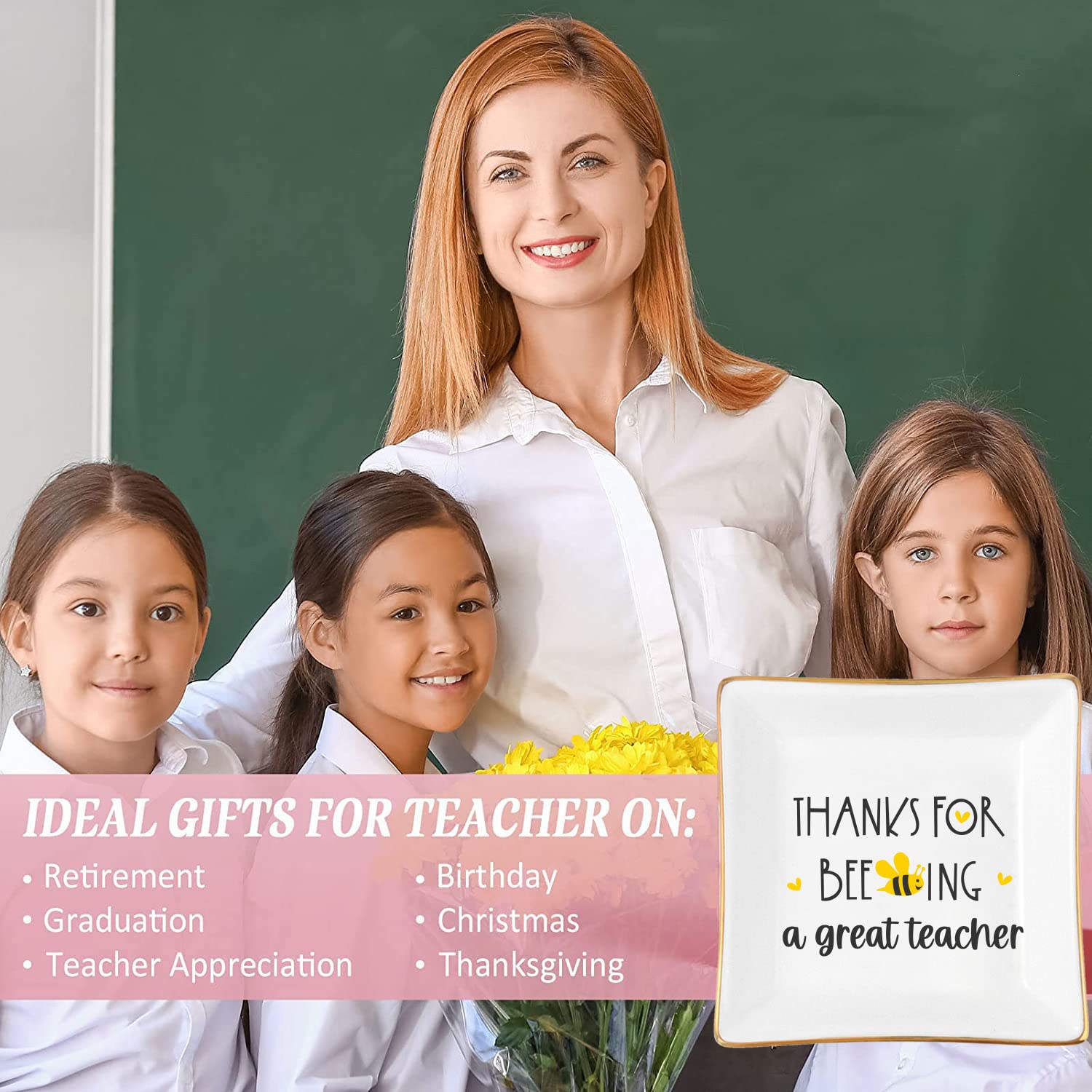 Teacher Appreciation Gifts for Women - Elegant Jewelry Trinket Dish | Perfect Thank You Gift for Teachers, Mothers Day, Birthday, Christmas & End of Year | Thoughtful Present from Students | Ideal for Classroom, Office Desk or Home Decor