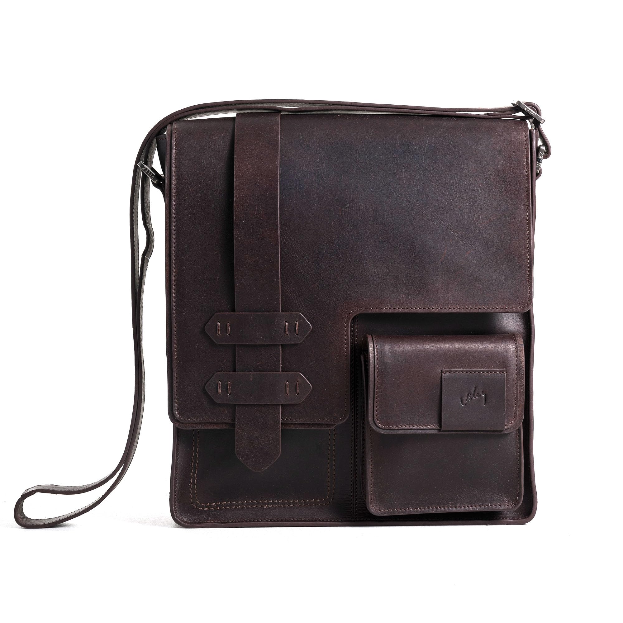 VELEZ Genuine Top Grain Leather Messenger Bag for Men - Vintage Small Crossbody Satchel Shoulder Bag Fits 11