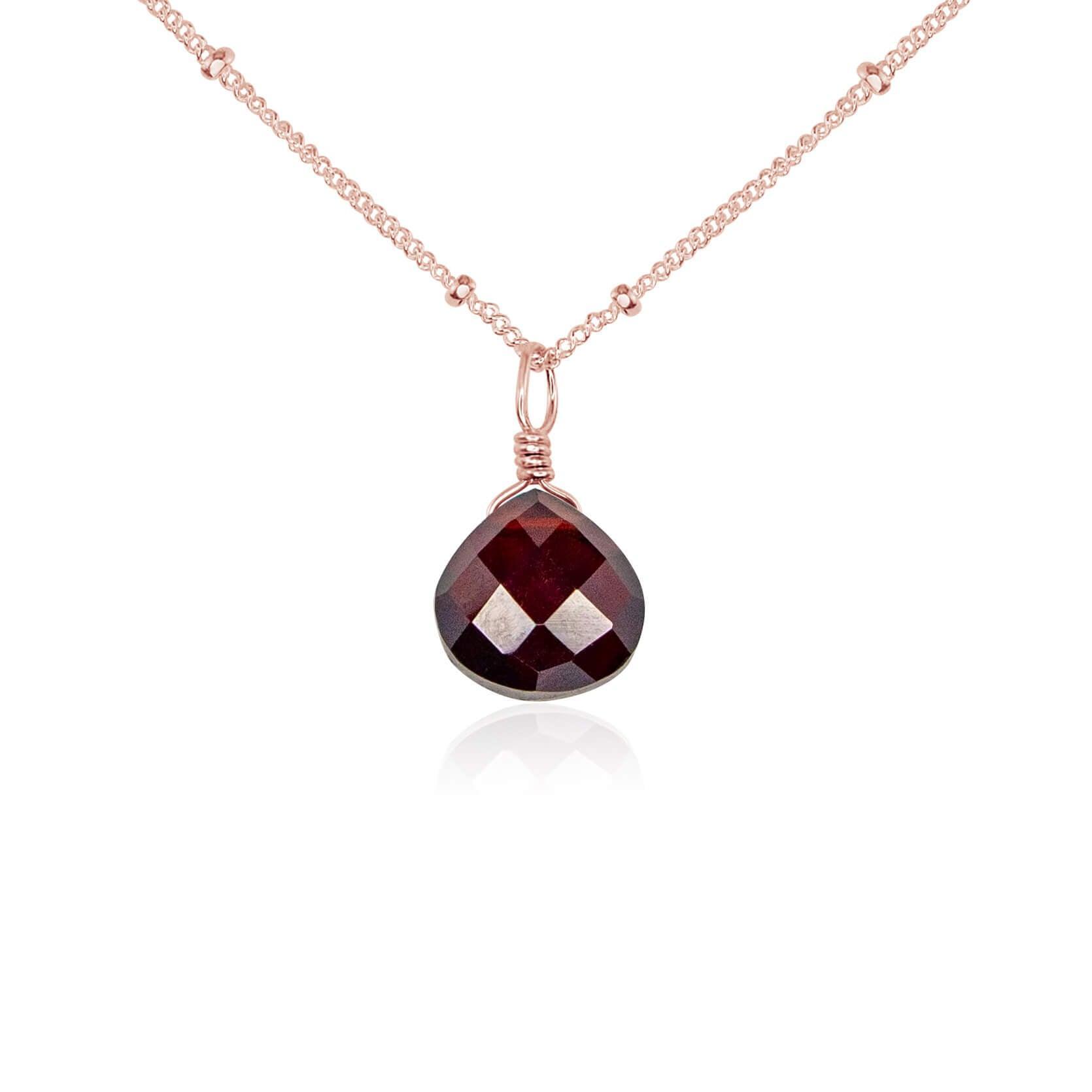 Elegant Tiny Garnet Teardrop Crystal Pendant Necklace for Women - Perfect for Valentine's Day Gifts, Anniversary & Evening Parties