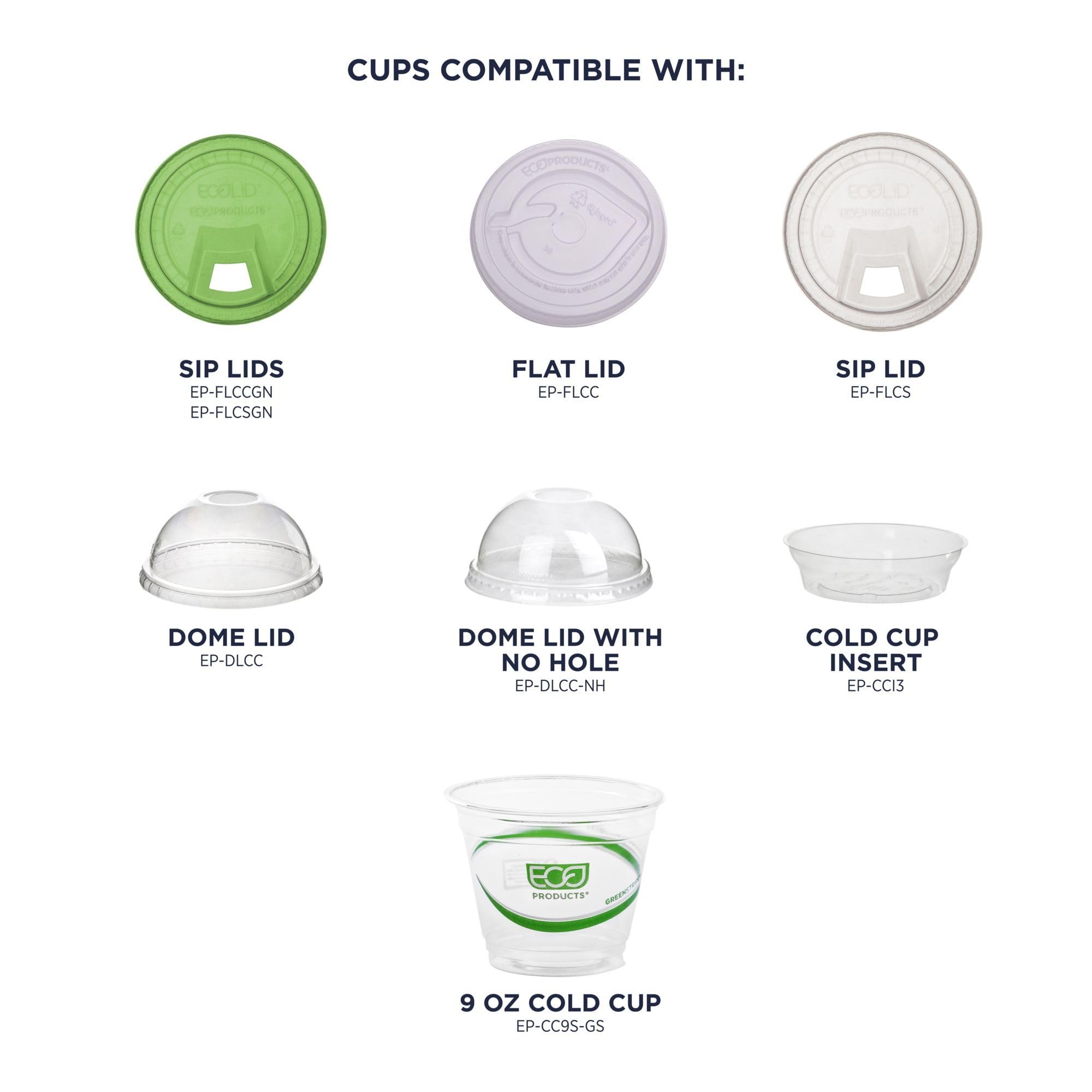 ECO PRODUCTS GreenStripe 100% Compostable 9oz PLA Cold Drink Cups (Case of 1000) | Plant-Based Disposable Cups for Iced Coffee, Smoothies & Parties | BPI Certified & ASTM D6400 Compliant | Eco-Friendly Alternative to Plastic Cups