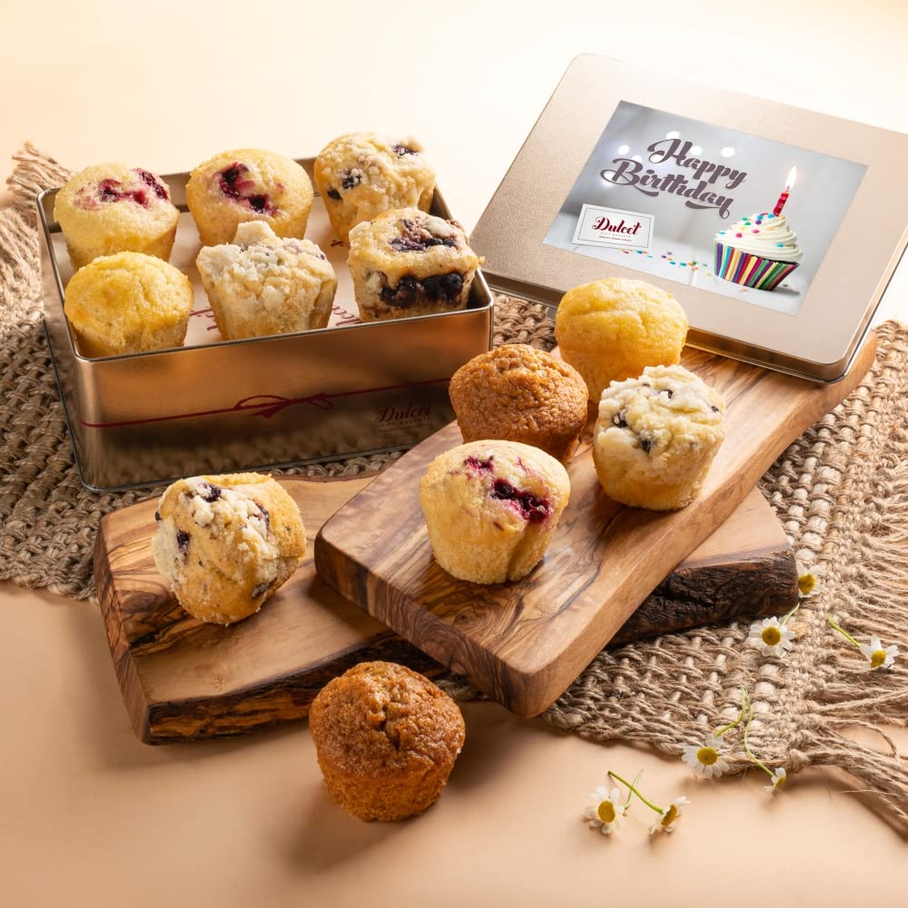 Gourmet Birthday Gift Basket - Assorted Old Fashioned Muffins in Blueberry, Cranberry & Banana Flavors | Perfect Gift for Mom, Dad, Him, Her, Students, Military, Teens & Friends | Ideal for Birthday Celebrations, Office Gifts & Care Packages
