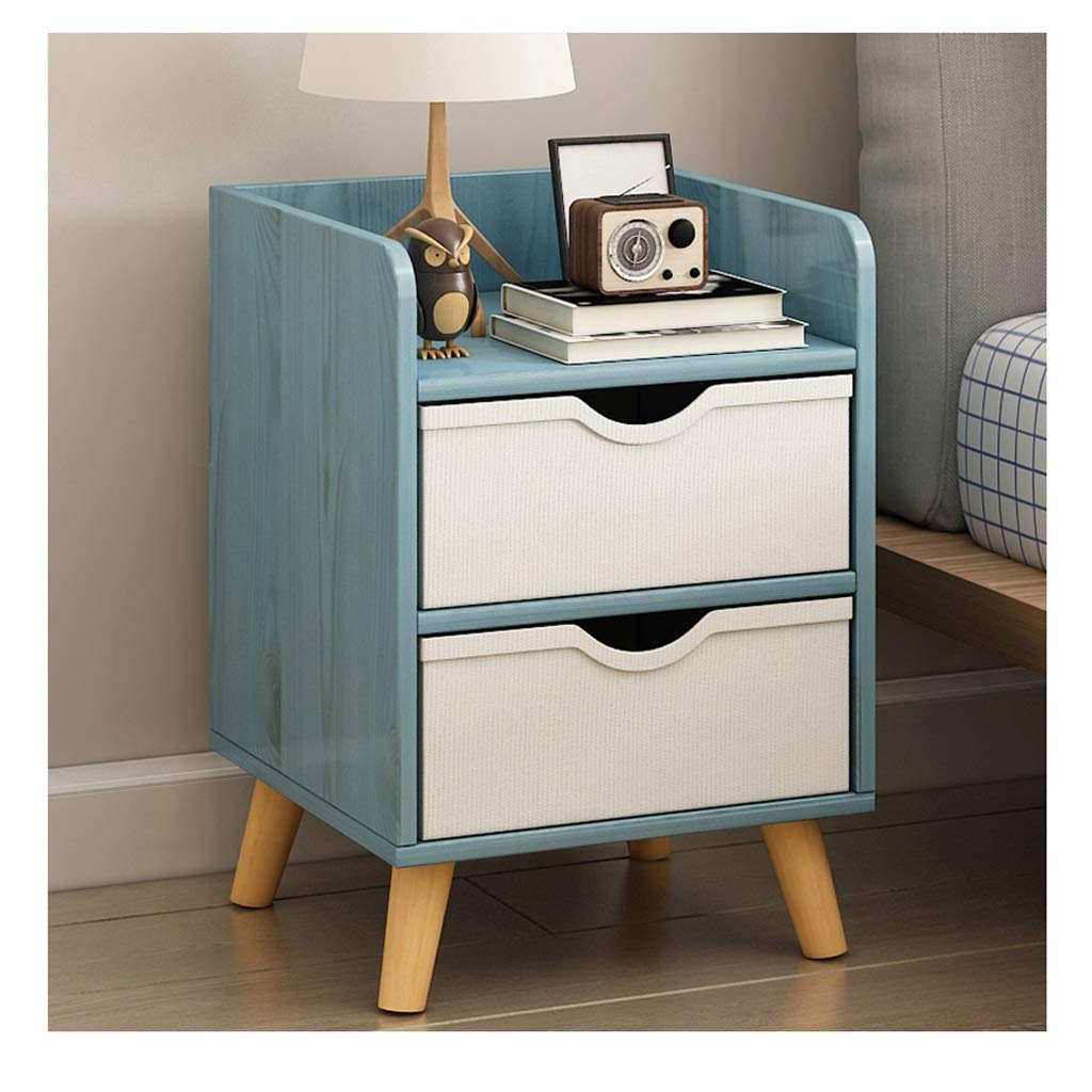 Nordic Wooden Nightstand with Drawer Organizer - Modern Bedside Table, Storage Cabinet & Mini Desk for Bedroom - Blue End Table - Perfect for Small Spaces, Apartment Living & Guest Rooms