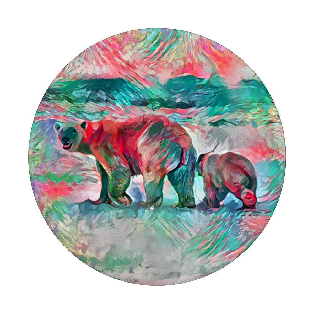 Polar Bear Grip Green Red Oil Painting Artistic Design - Perfect for Home Decor, Office Wall Art, and Gift Giving