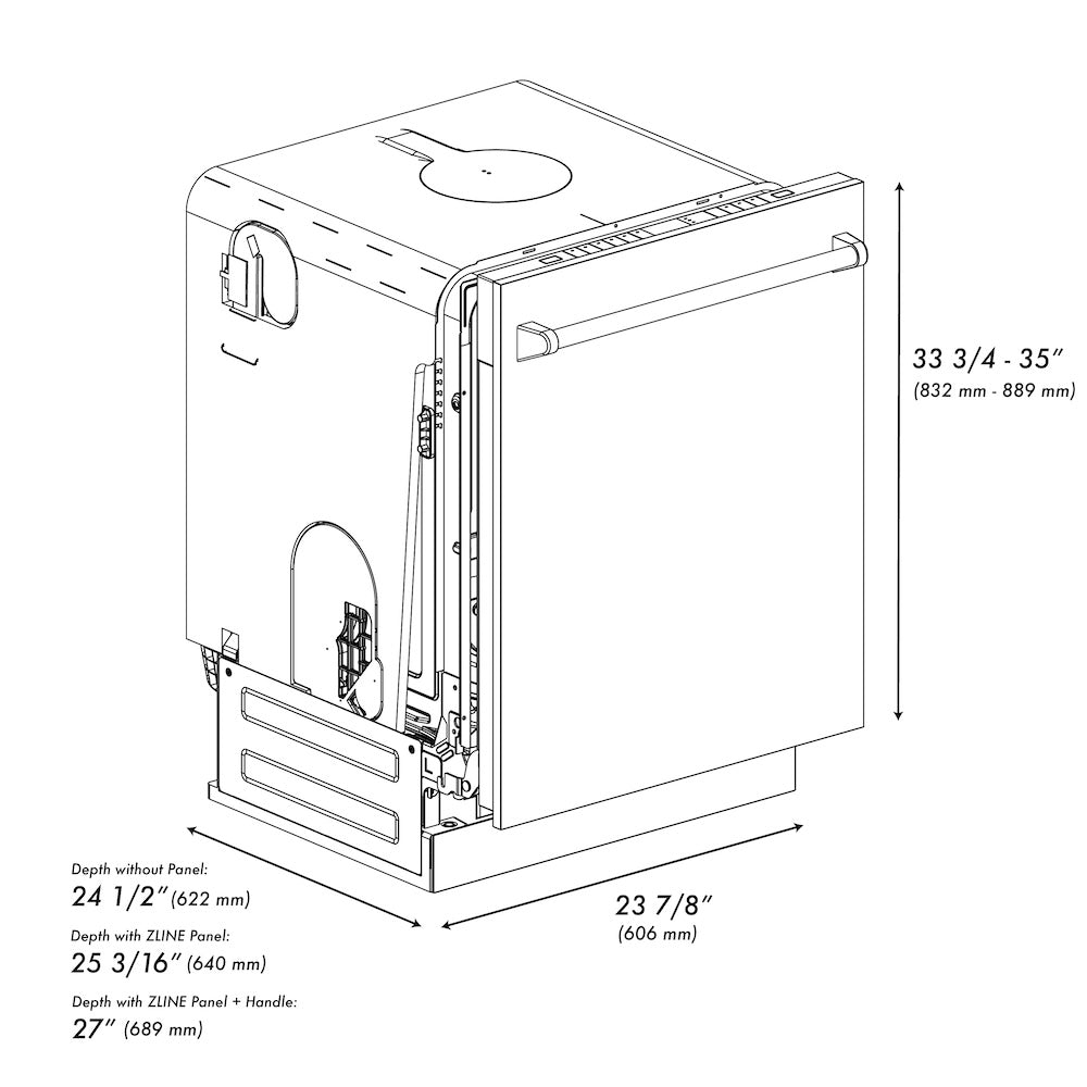 ZLINE 24 Inch Monument Series 3rd Rack Top Touch Control Dishwasher with Stainless Steel Panel - Ultra Quiet 45dBa (DWMT 304 24) - Perfect for Modern Kitchens and Open-Concept Homes
