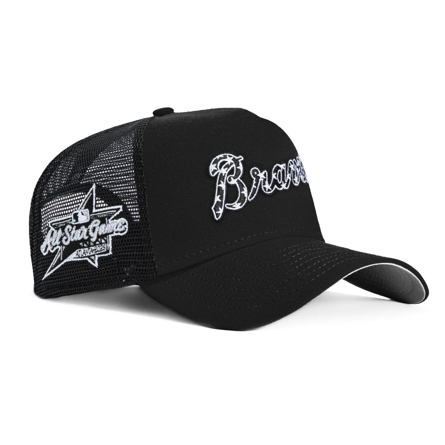 New Era 9Forty A-Frame Atlanta Braves 2025 All Star Game Patch Snapback Trucker Hat - Black | MLB Baseball Cap for Men & Women | Game Day, Casual Wear & Fan Collection