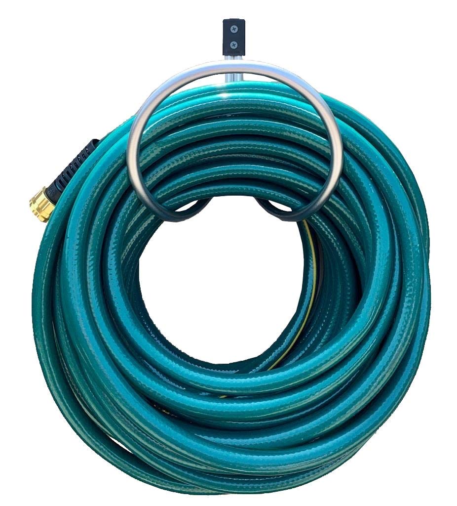 UpCaddy Aluminum Hose Hanger - Wall Mount for 3/4 Inch Hose (25-125ft) - Perfect for Garden & Garage Storage