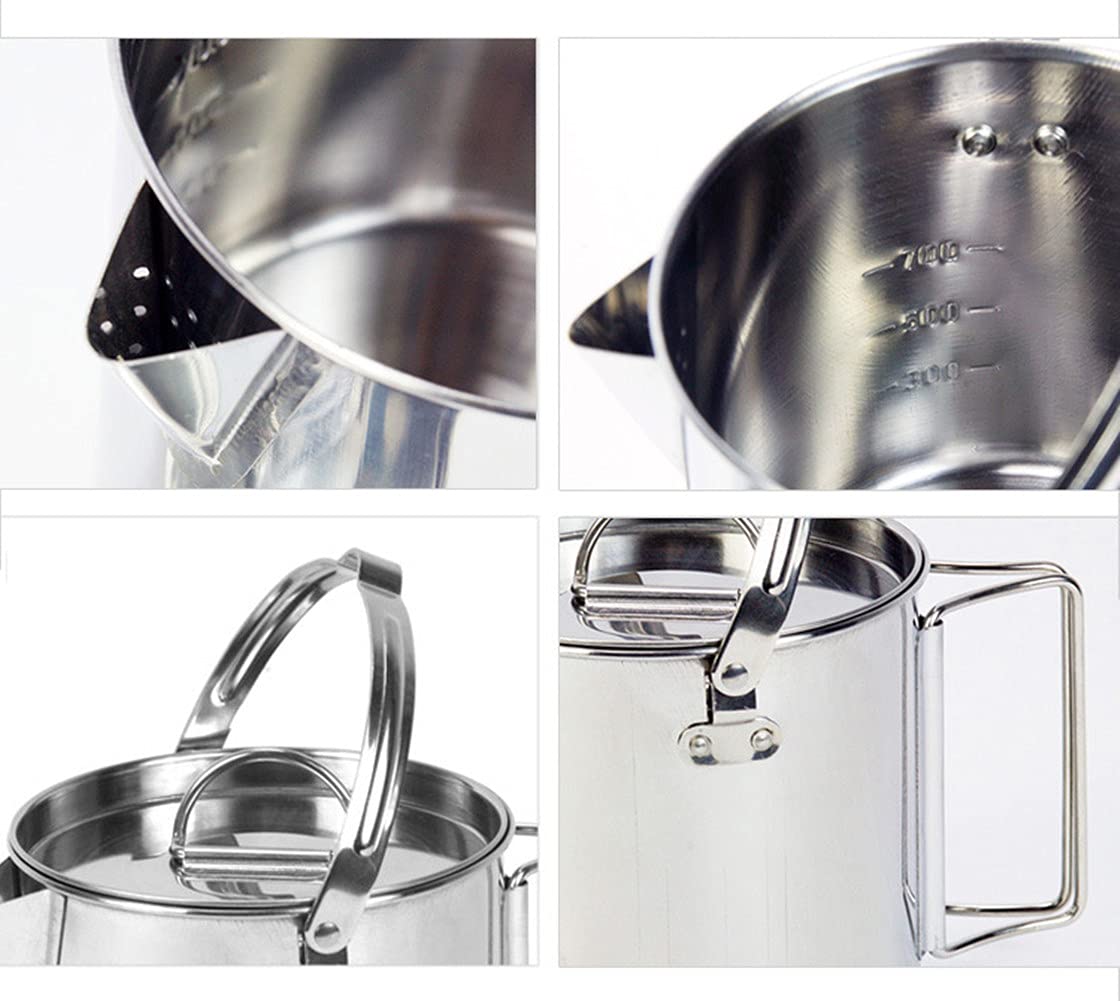 Stainless Steel Camping Kettle - 1.2L Outdoor Hanging Pot for Mountaineering, Picnics & Coffee Brewing | Portable Cookware for Backpacking, Hiking & Outdoor Adventures