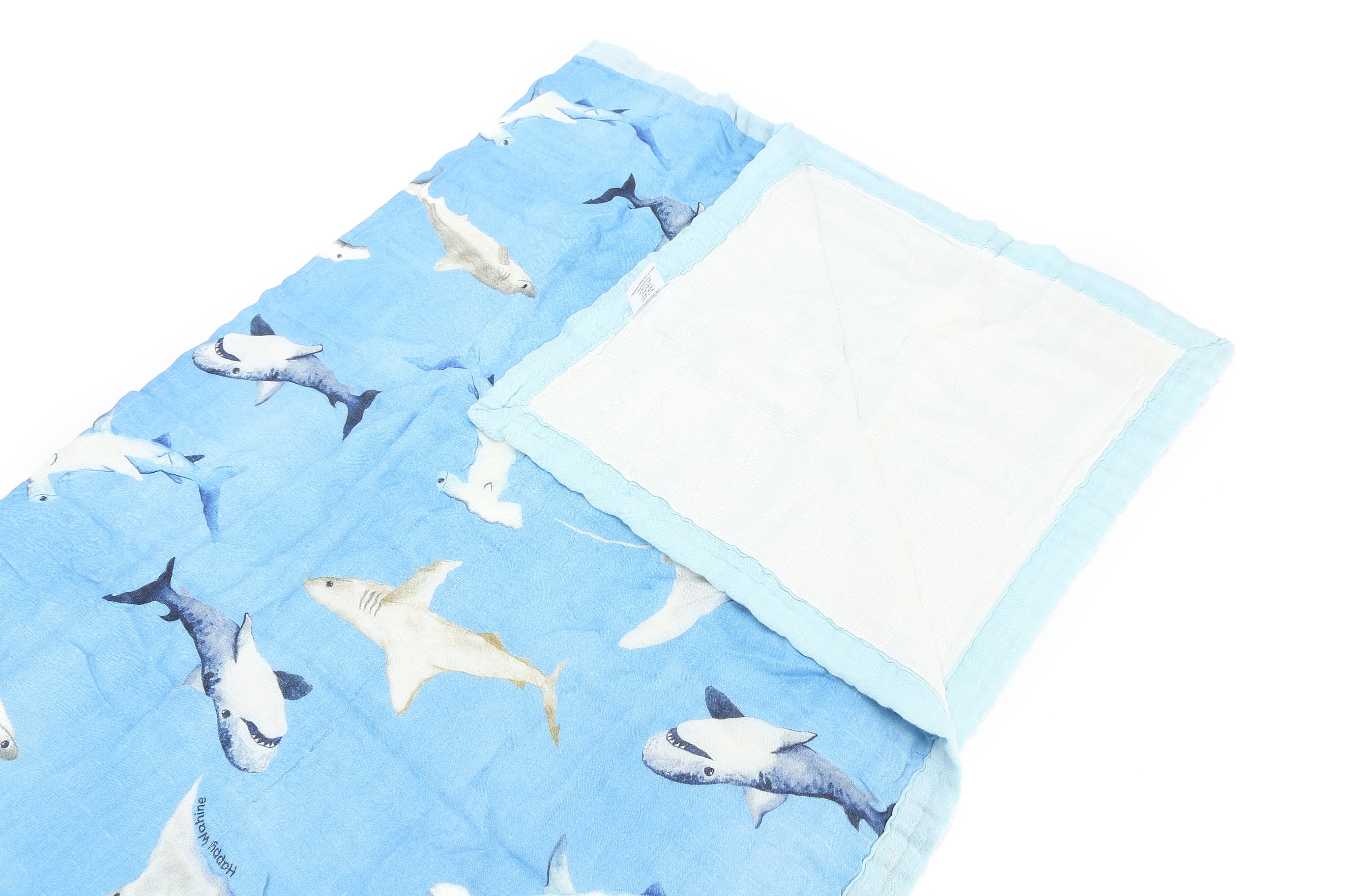 Soft Baby Blanket with Happy Sharks Design - Blue Cozy Fleece for Newborns & Toddlers - Perfect for Nursery, Stroller, and Swaddling