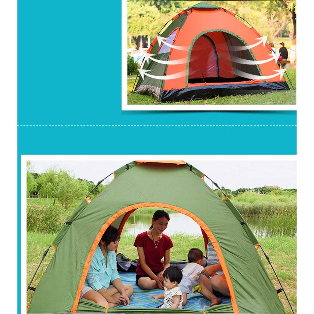 3-4 Person Automatic Pop Up Camping Tent - Waterproof, UV Protection & Easy Setup for Family Outdoor Adventures, Hiking, Beach & Backyard Camping (Military Green)
