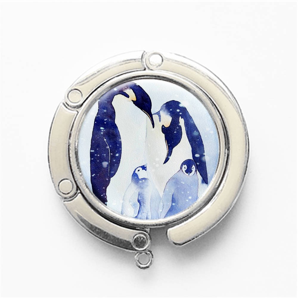 RhyNSky Penguin-Shaped Foldable Purse Hanger for Table & Desk - Cute Animal Handbag Hook Holder for Restaurants, Travel & Home Use - Model C238