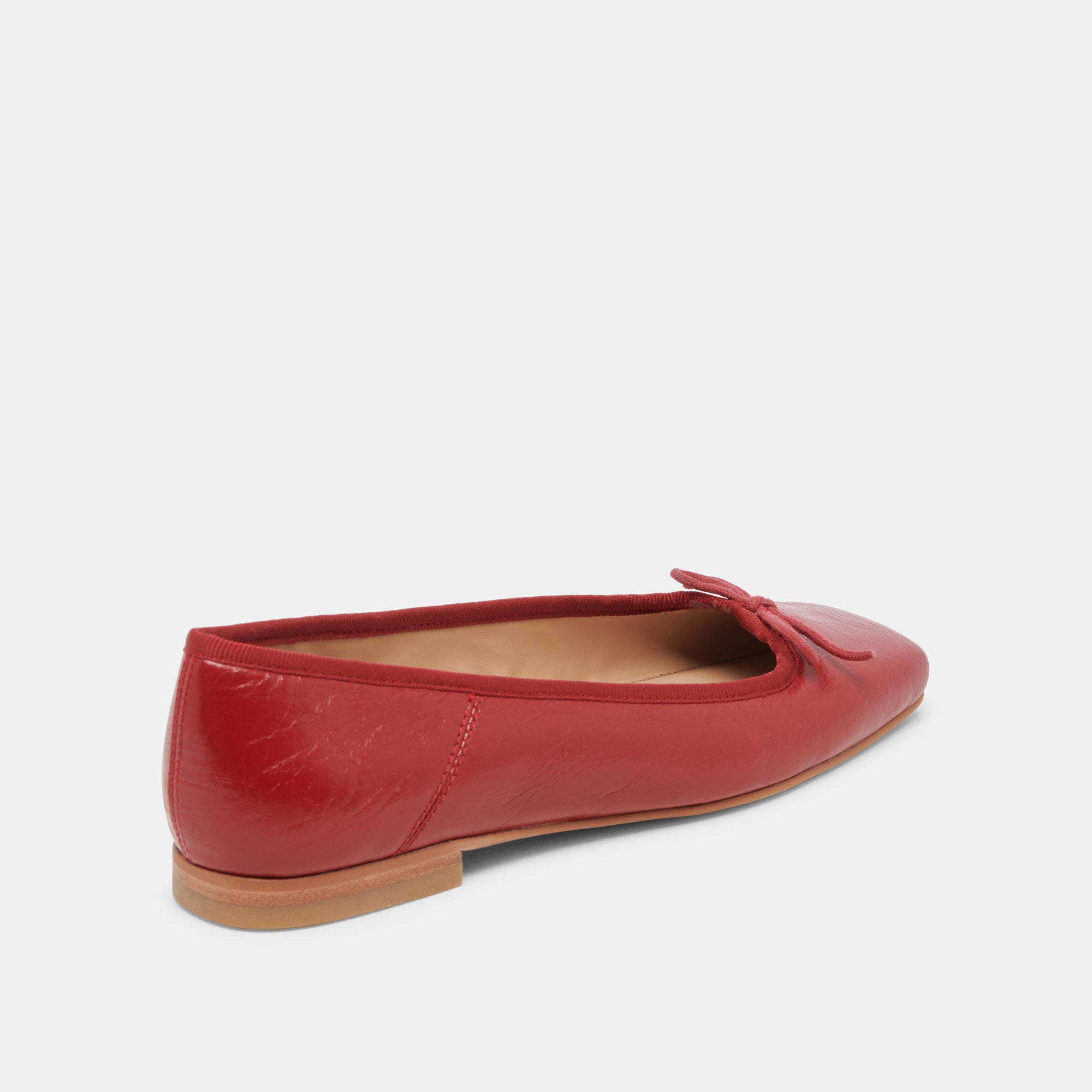 ANISA Women's Red Crinkle Patent Leather Ballet Flats - Comfortable & Stylish Shoes for Work, Casual Wear & Dance