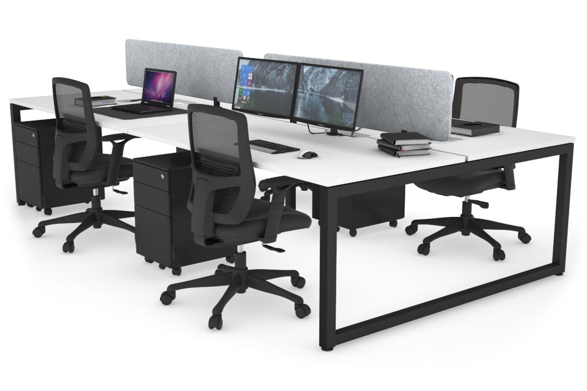 Quadro Loop Legs 4 Person Office Workstation - 1800L x 800W with Cable Management Scallop - Ideal for Collaborative Workspaces & Open Office Environments