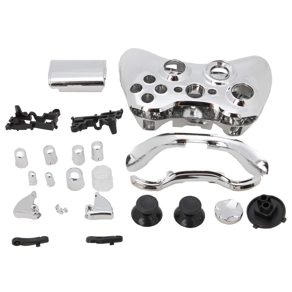 OSTENT Full Controller Shell Case Housing for Microsoft Xbox 360 Wireless Controller - Silver Replacement Cover with Easy Installation | Perfect for Gaming, Home Entertainment & Controller Protection