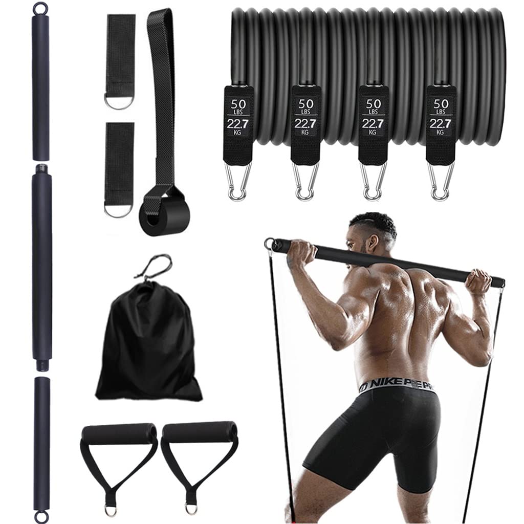 XWWDP 200LB Resistance Bands Set - Home Gym Equipment for Pilates, Strength Training & Full Body Workout - Perfect for Muscle Fitness, Toning & Home Exercise (Ideal for Beginners & Advanced Users)