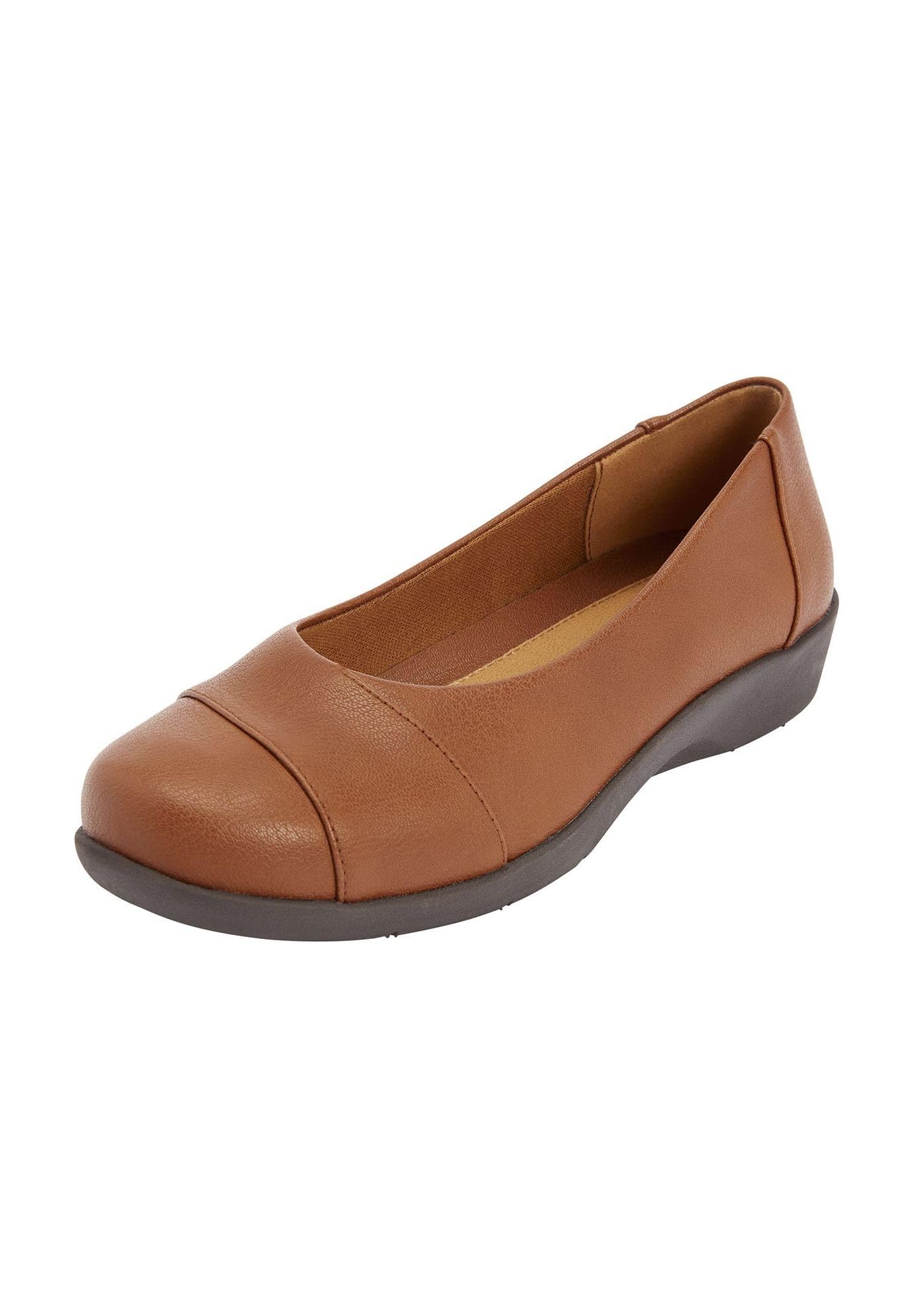 Comfortview Women's Wide Width The Gab Flat - Comfortable Slip-On Shoes for Casual Wear, Office & Travel