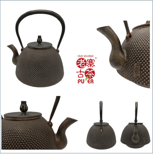 Authentic Japanese Nanbu Tetsubin Cast Iron Teapot - Nanbu Satetsu Iron, Morioka Sangen-do, Traditional Arare Pattern - Perfect for Japanese Tea Ceremony & Home Brewing